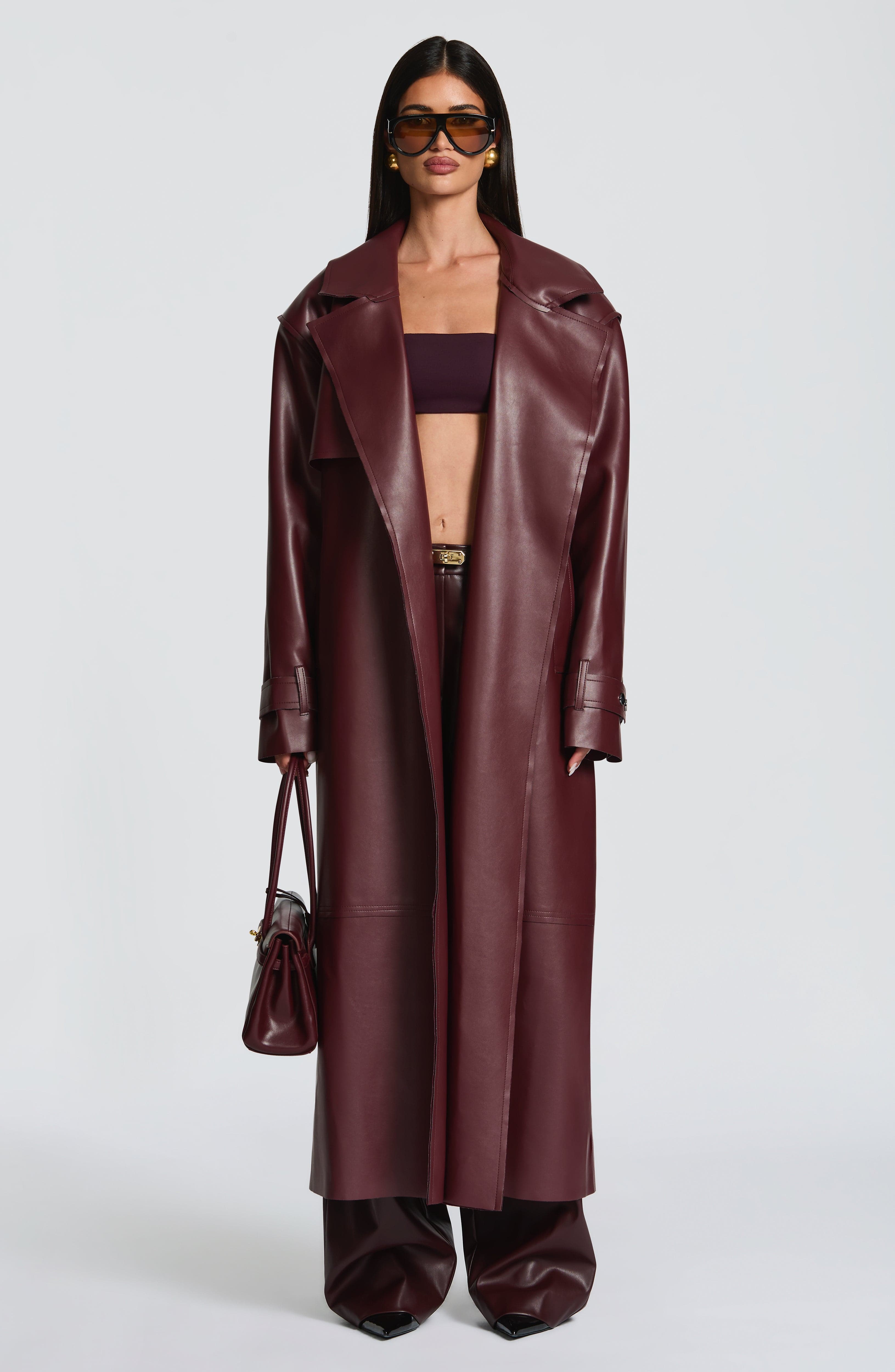 Flourenne Brigitte Trench Coat in Plum