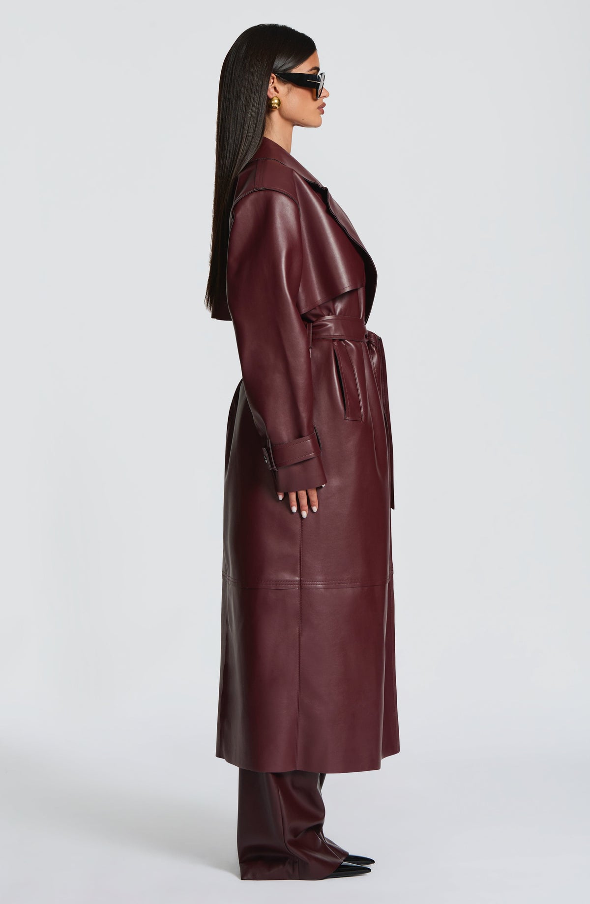 Flourenne Brigitte Trench Coat in Plum