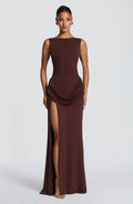 Flourenne Bruna Maxi Dress in Plum Brown