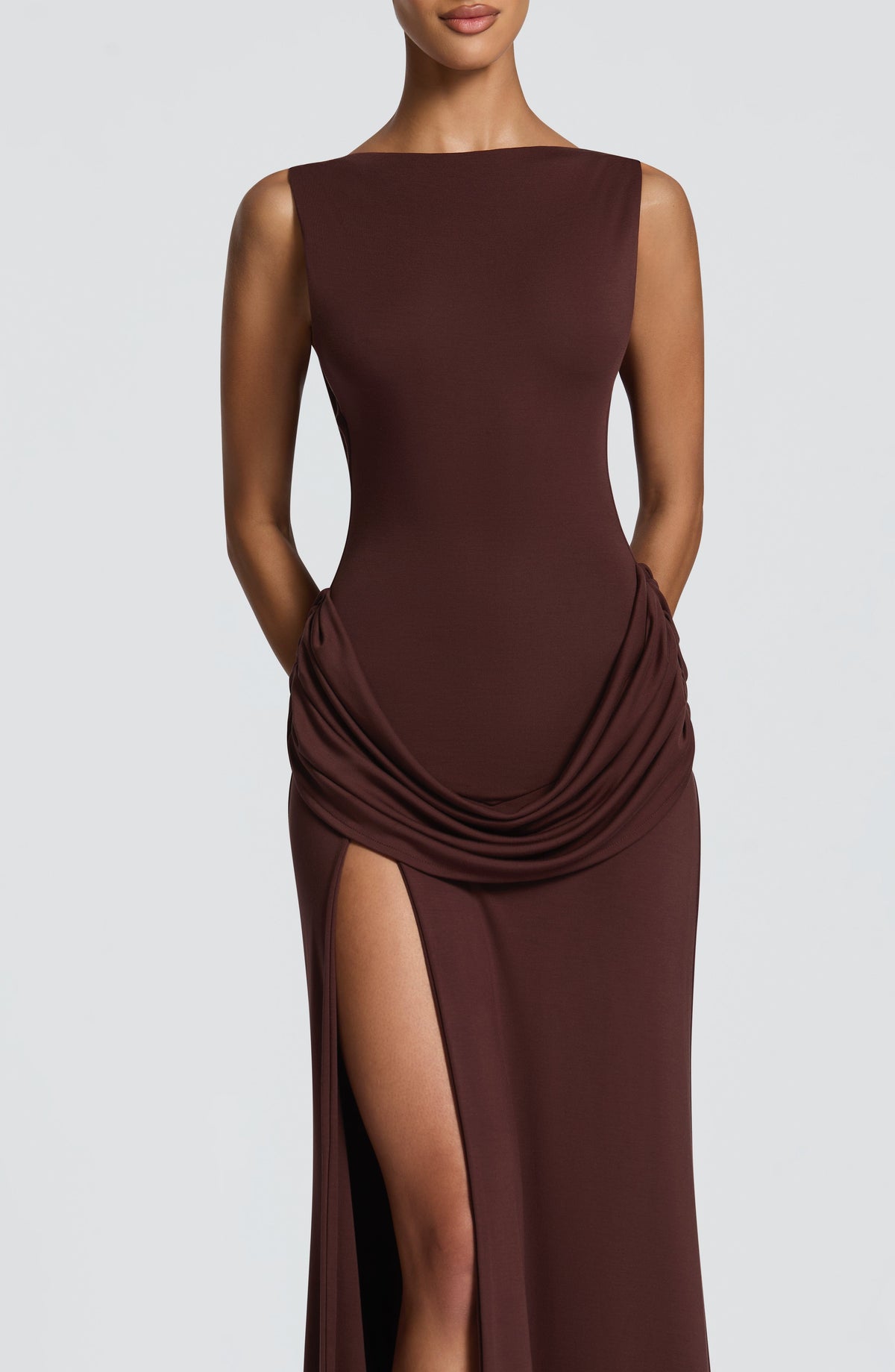Flourenne Bruna Maxi Dress in Plum Brown