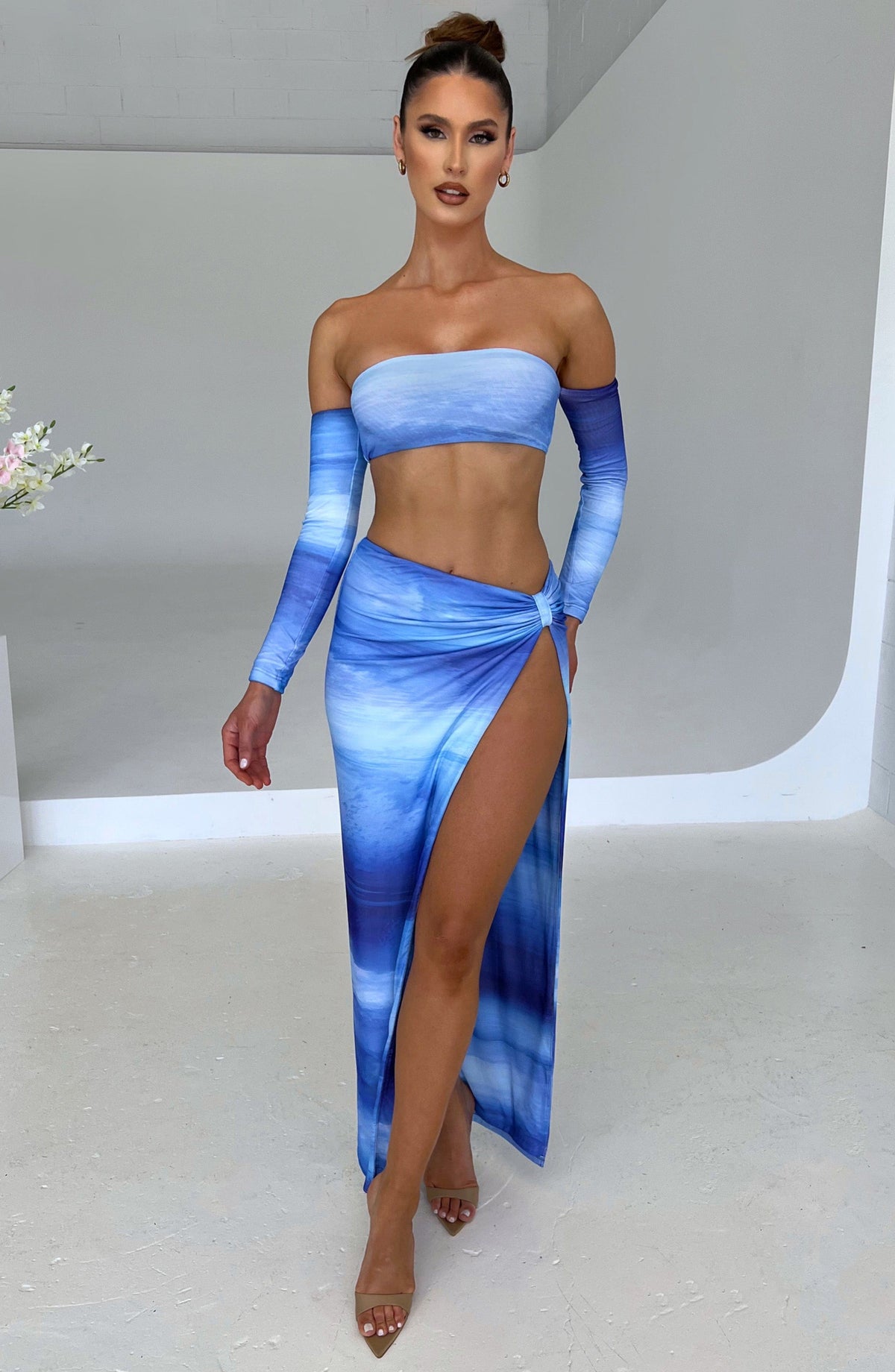 Flourenne Brynn Top in Blue Haze Print