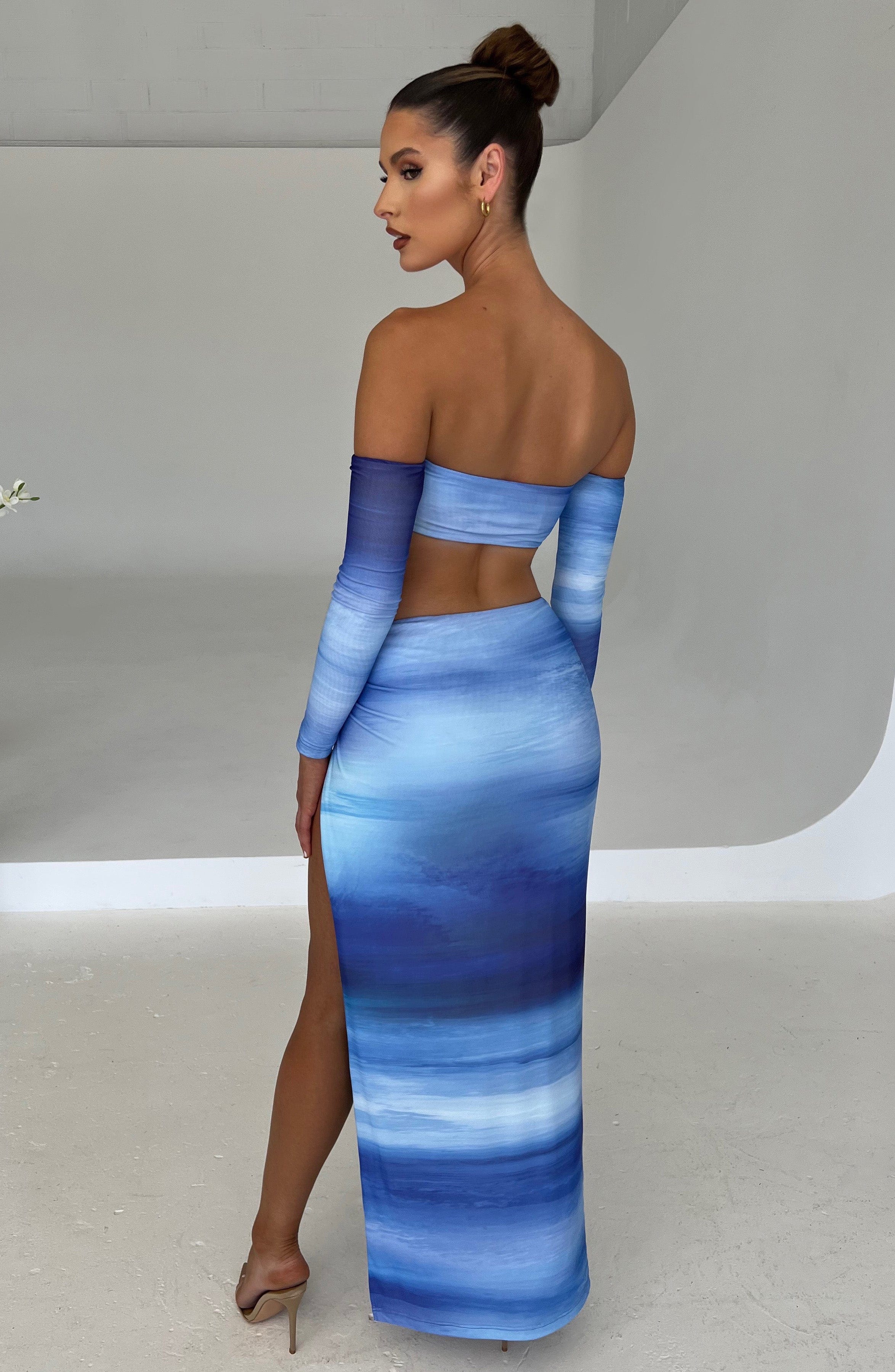Flourenne Brynn Top in Blue Haze Print
