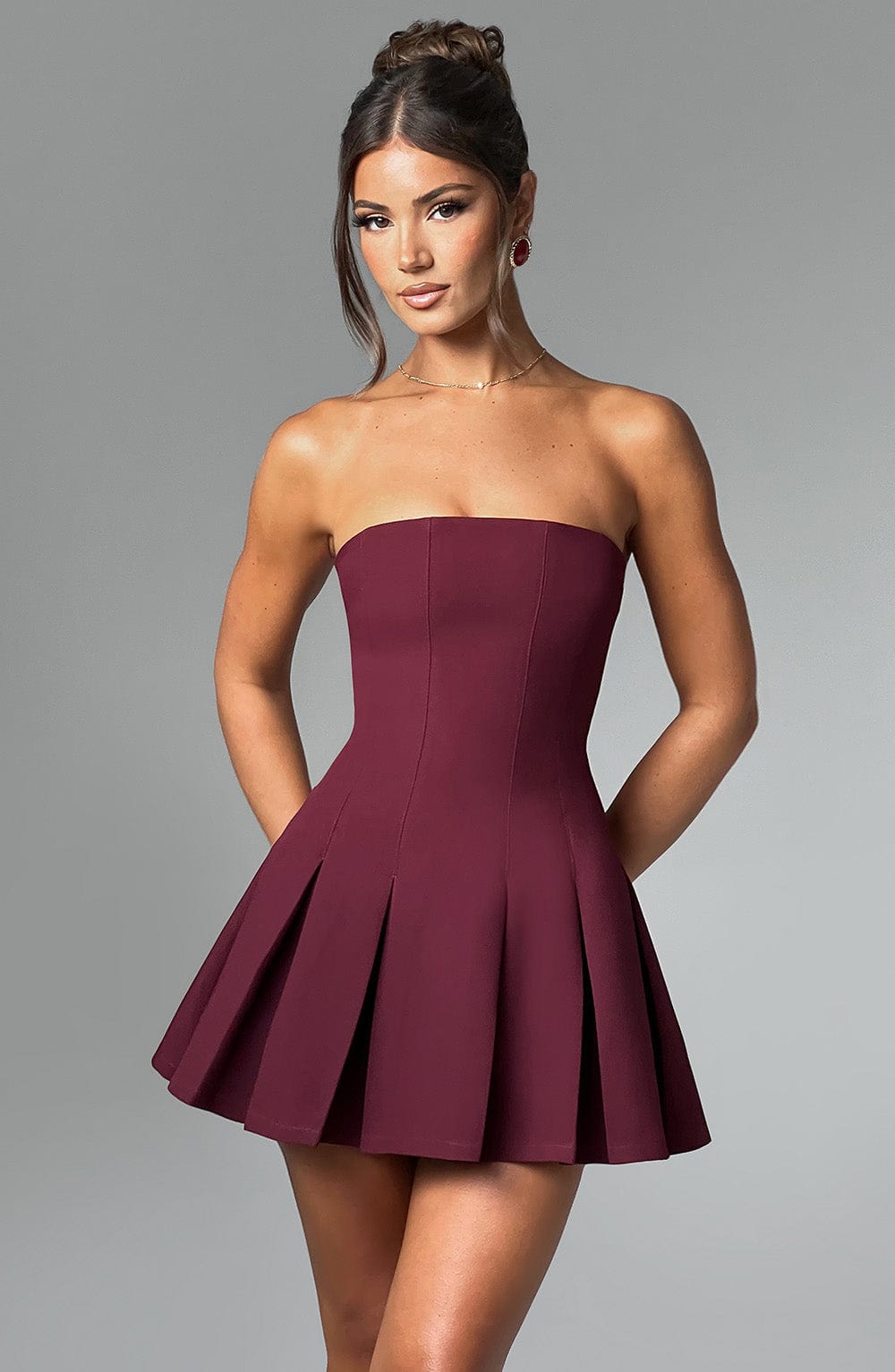 Flourenne Bryony Mini Dress in Cherry Lacquer