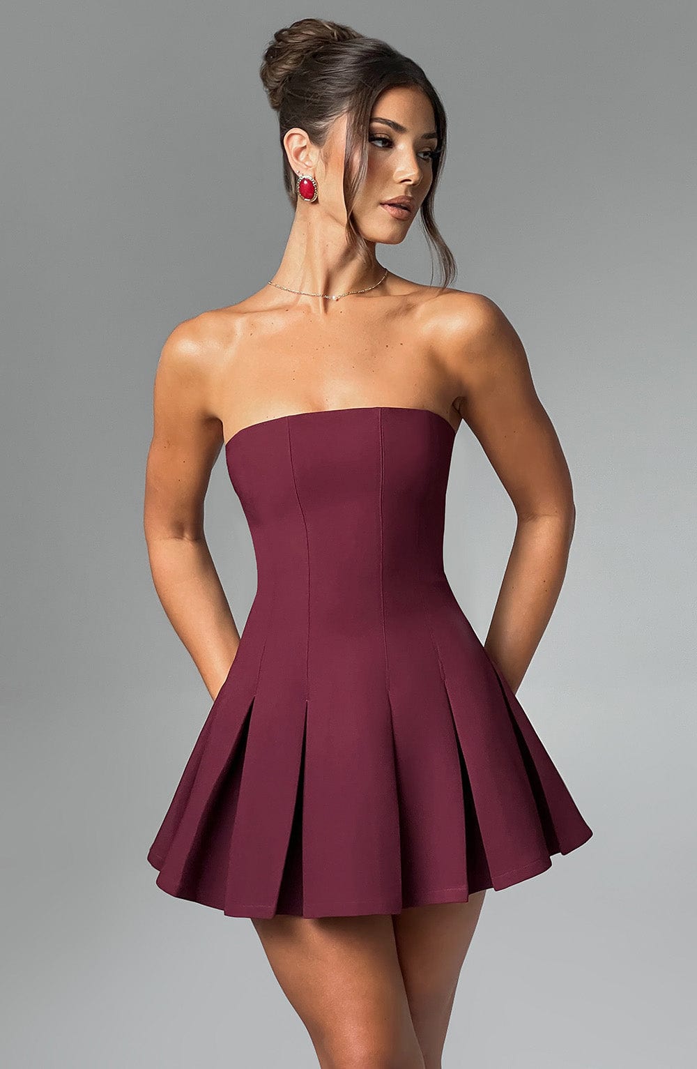 Flourenne Bryony Mini Dress in Cherry Lacquer