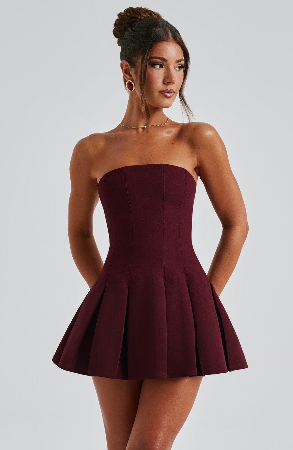Flourenne Bryony Mini Dress in Cherry Lacquer