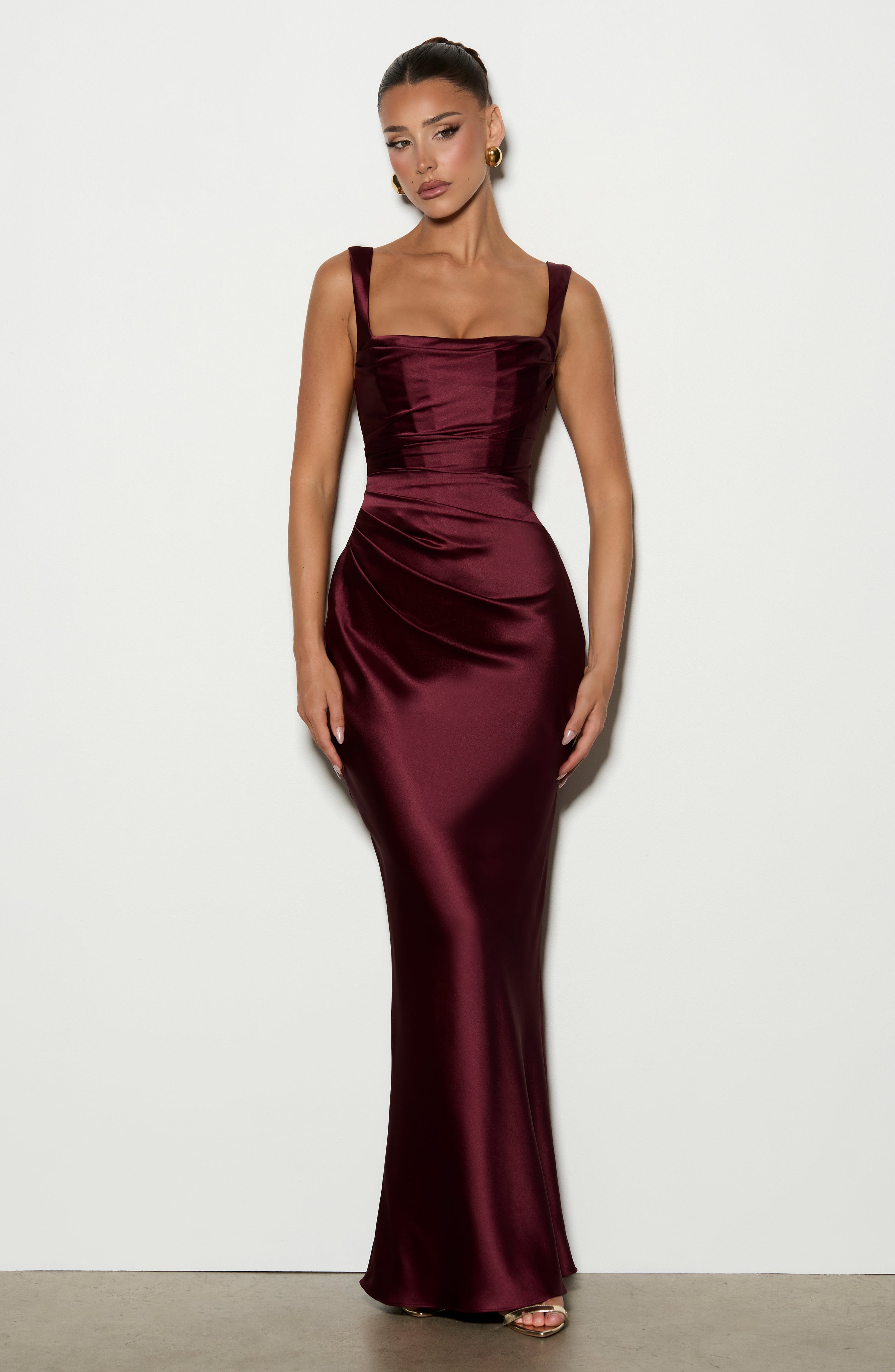 Flourenne Calandra Maxi Dress in Cherry Lacquer