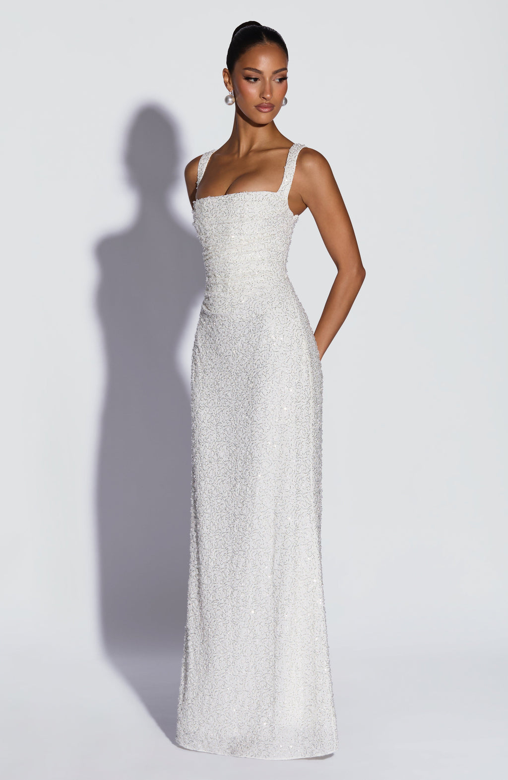 Flourenne Calandra Maxi Dress in Ivory Sparkle