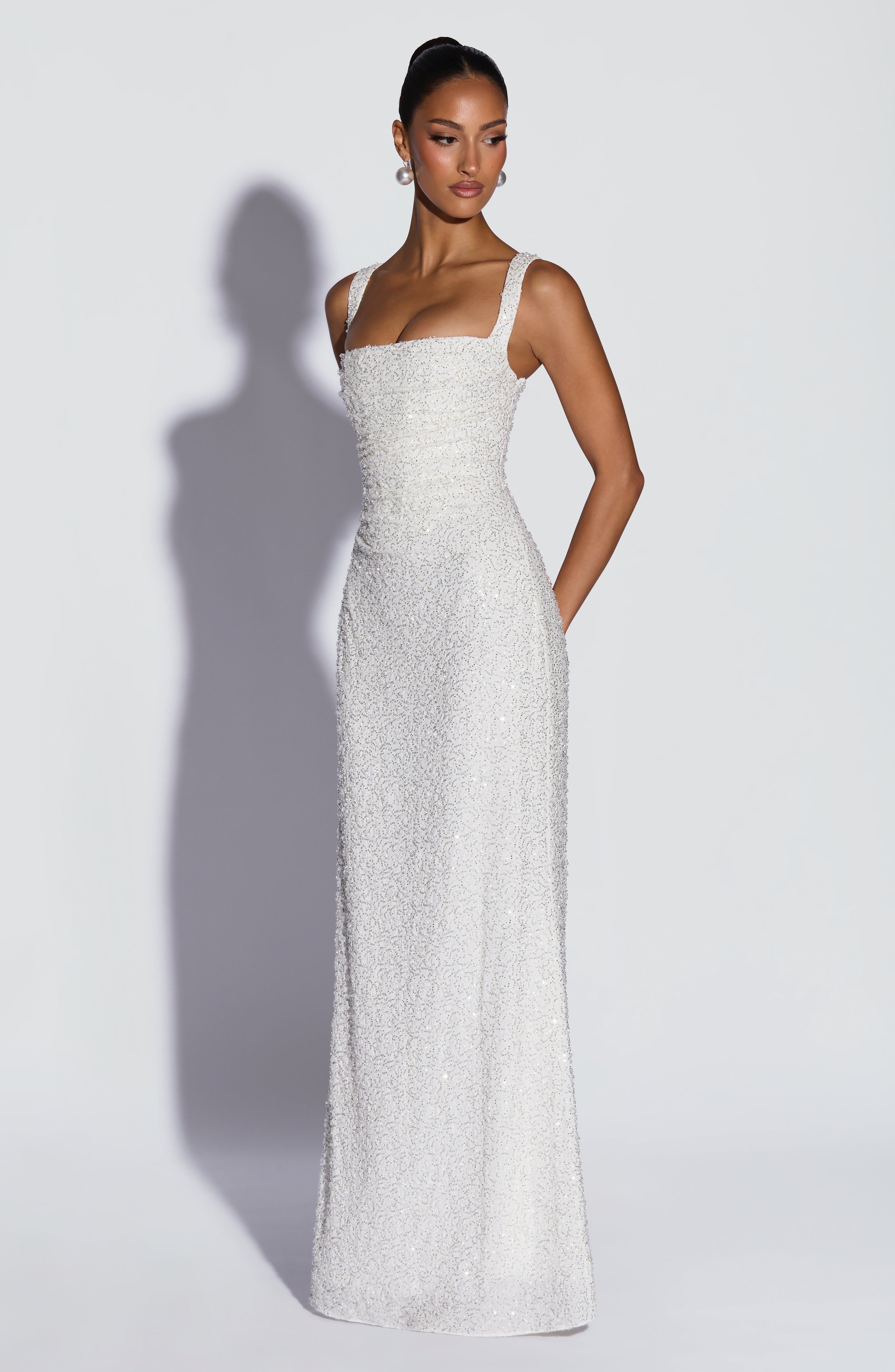 Flourenne Calandra Maxi Dress in Ivory Sparkle