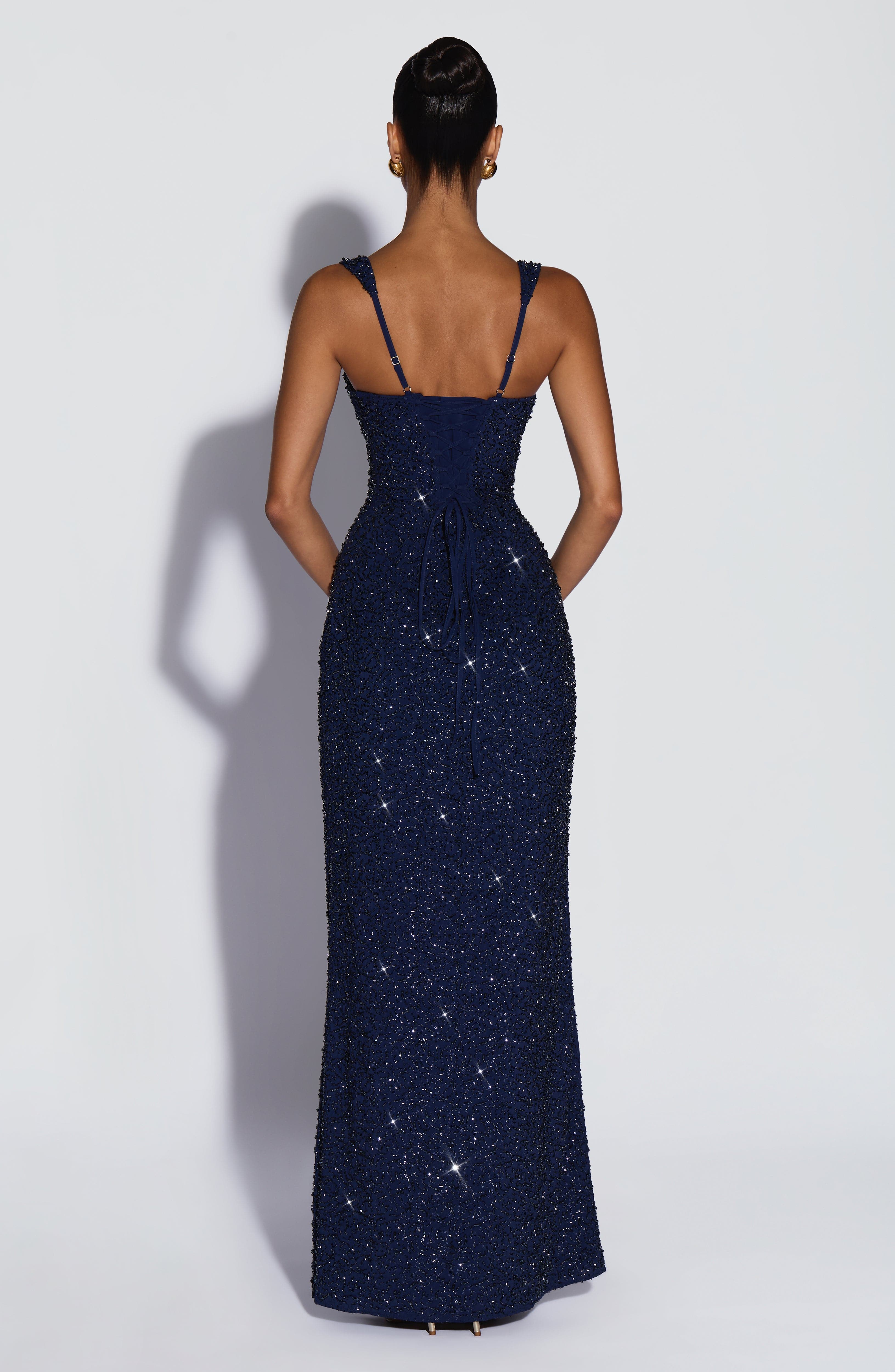 Flourenne Calandra Maxi Dress in Navy Sparkle