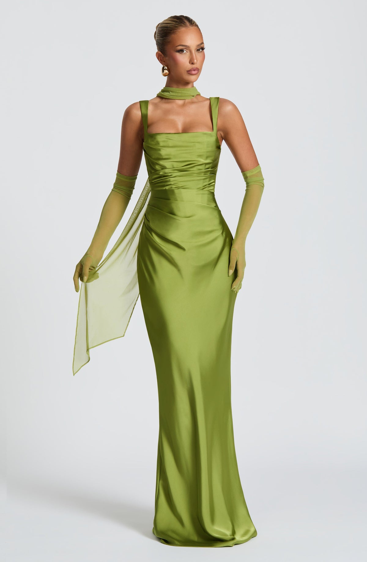 Flourenne Calandra Maxi Dress in Olive