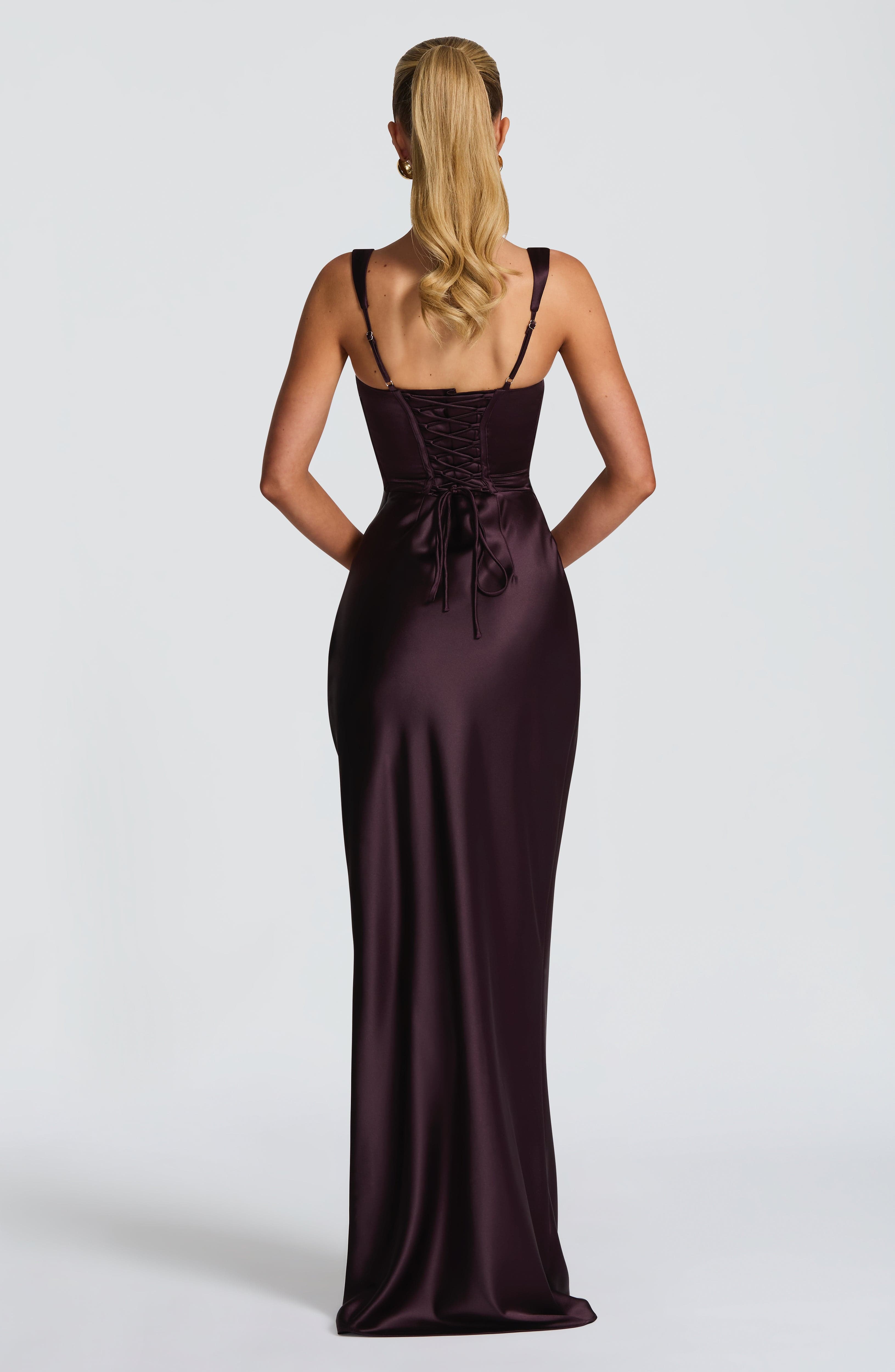 Flourenne Calandra Maxi Dress in Plum