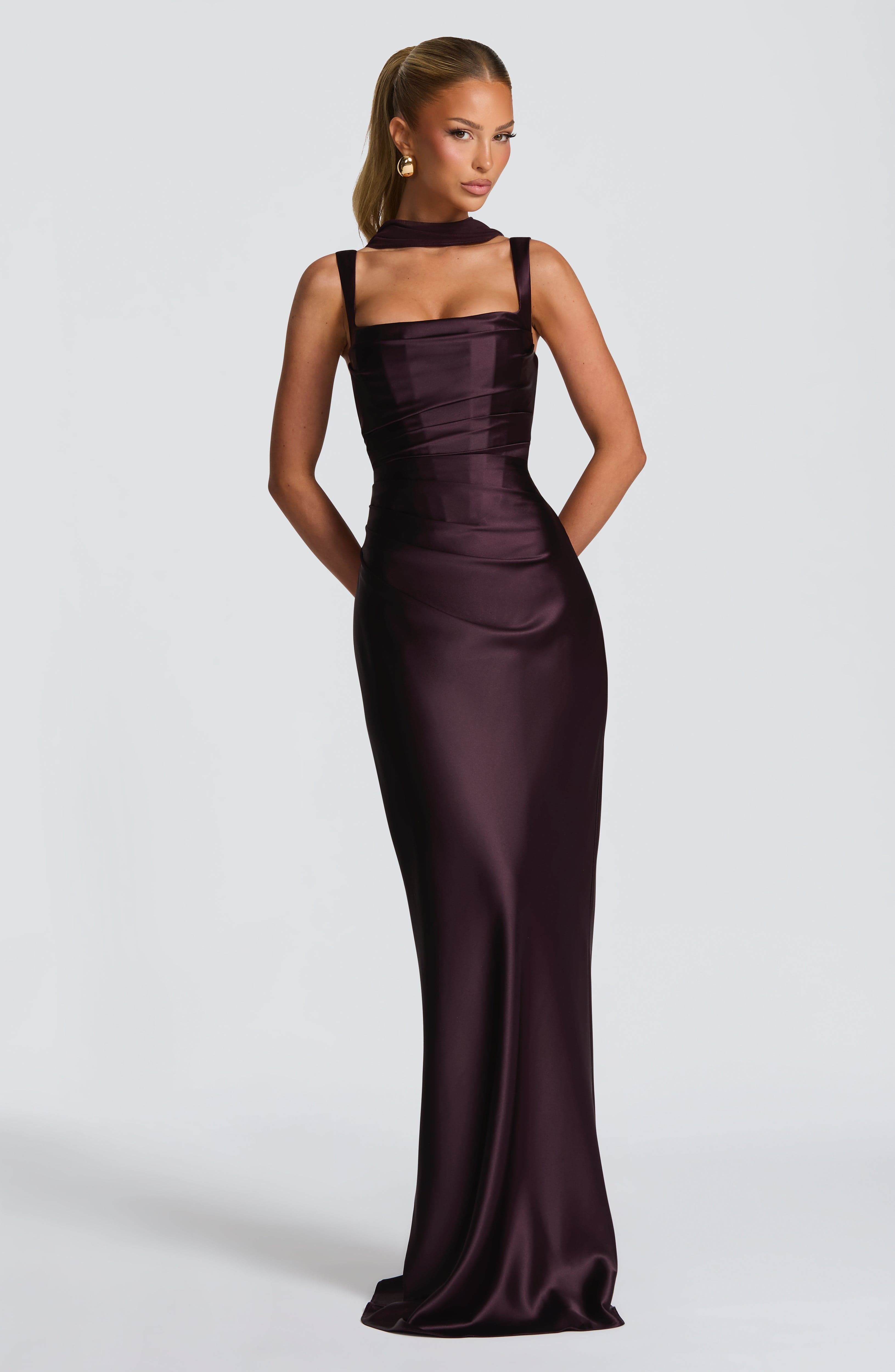 Flourenne Calandra Maxi Dress in Plum
