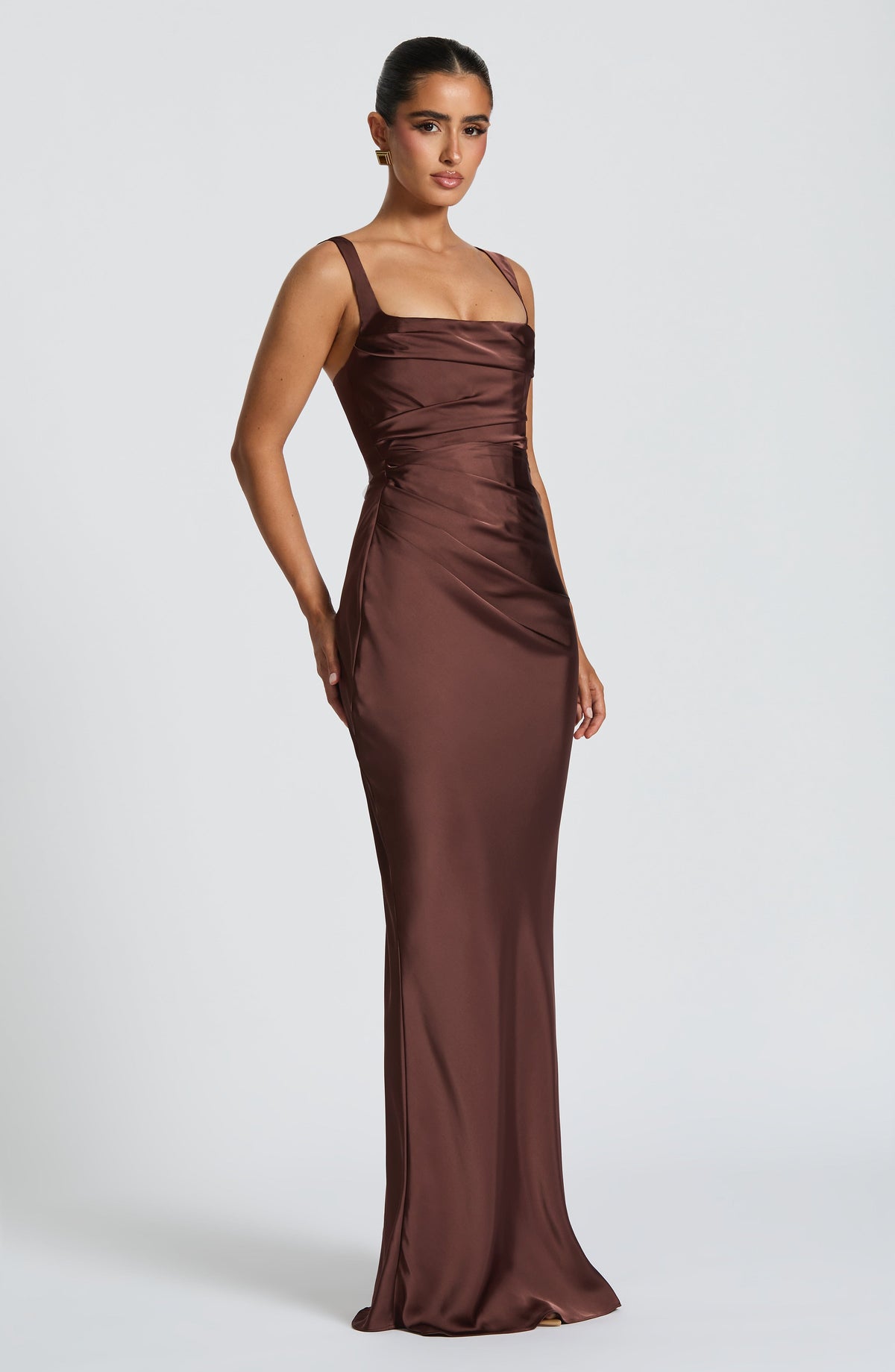 Flourenne Calandra Maxi Dress in Plum Brown