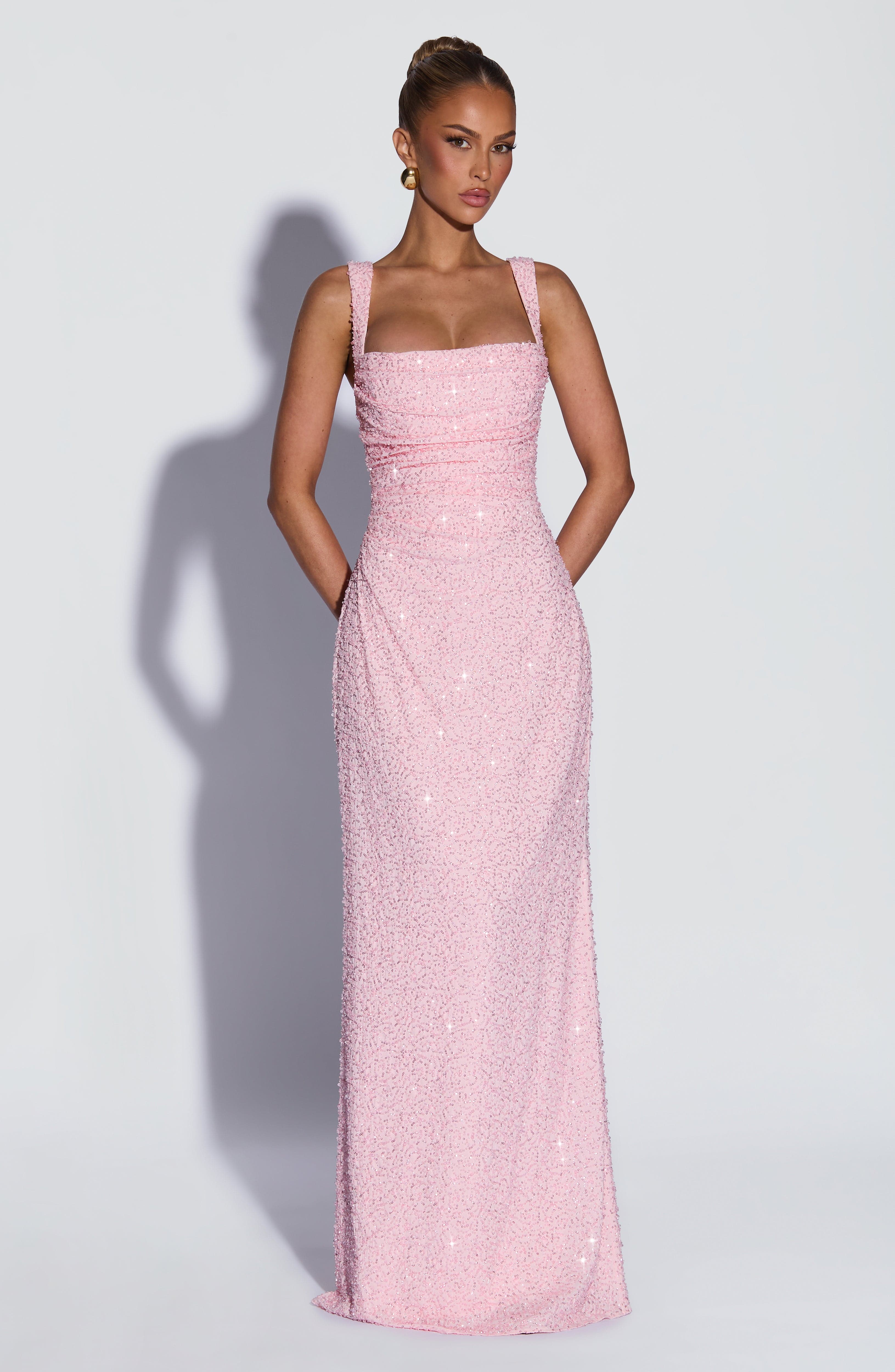 Flourenne Calandra Maxi Dress in Blush Sparkle