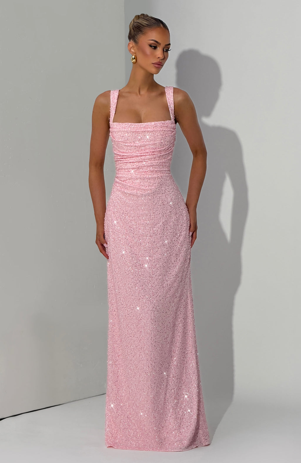 Flourenne Calandra Maxi Dress in Blush Sparkle
