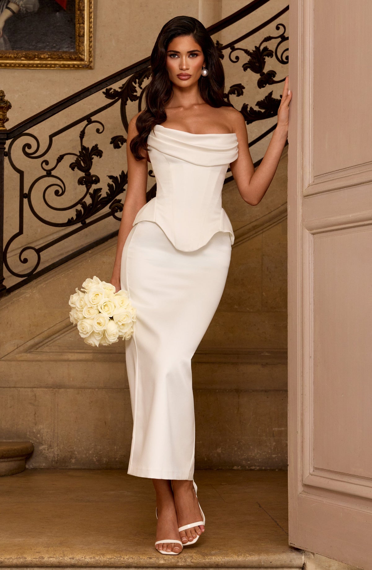 Flourenne Calliope Midi Skirt in Ivory