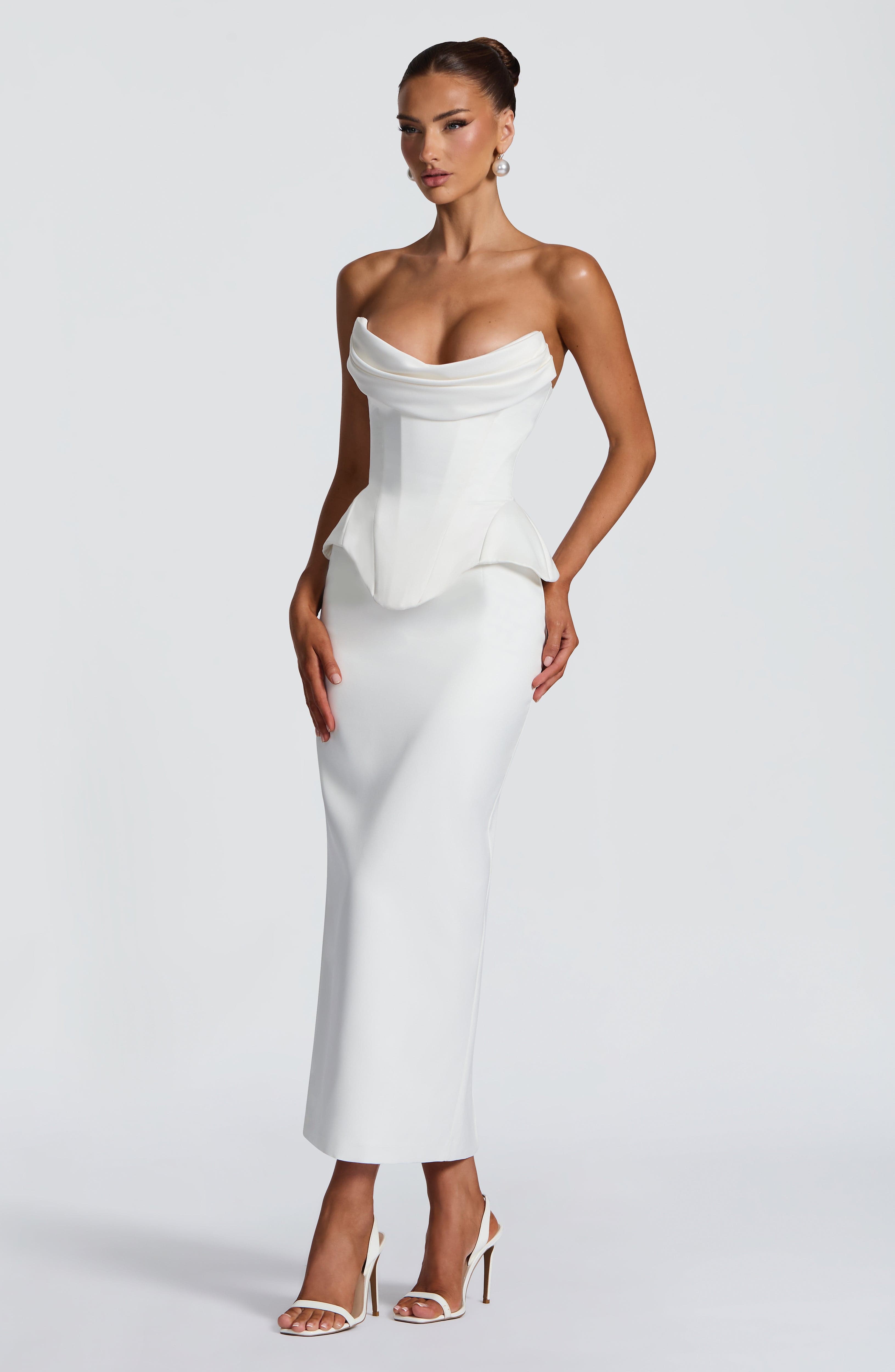 Flourenne Calliope Midi Skirt in Ivory