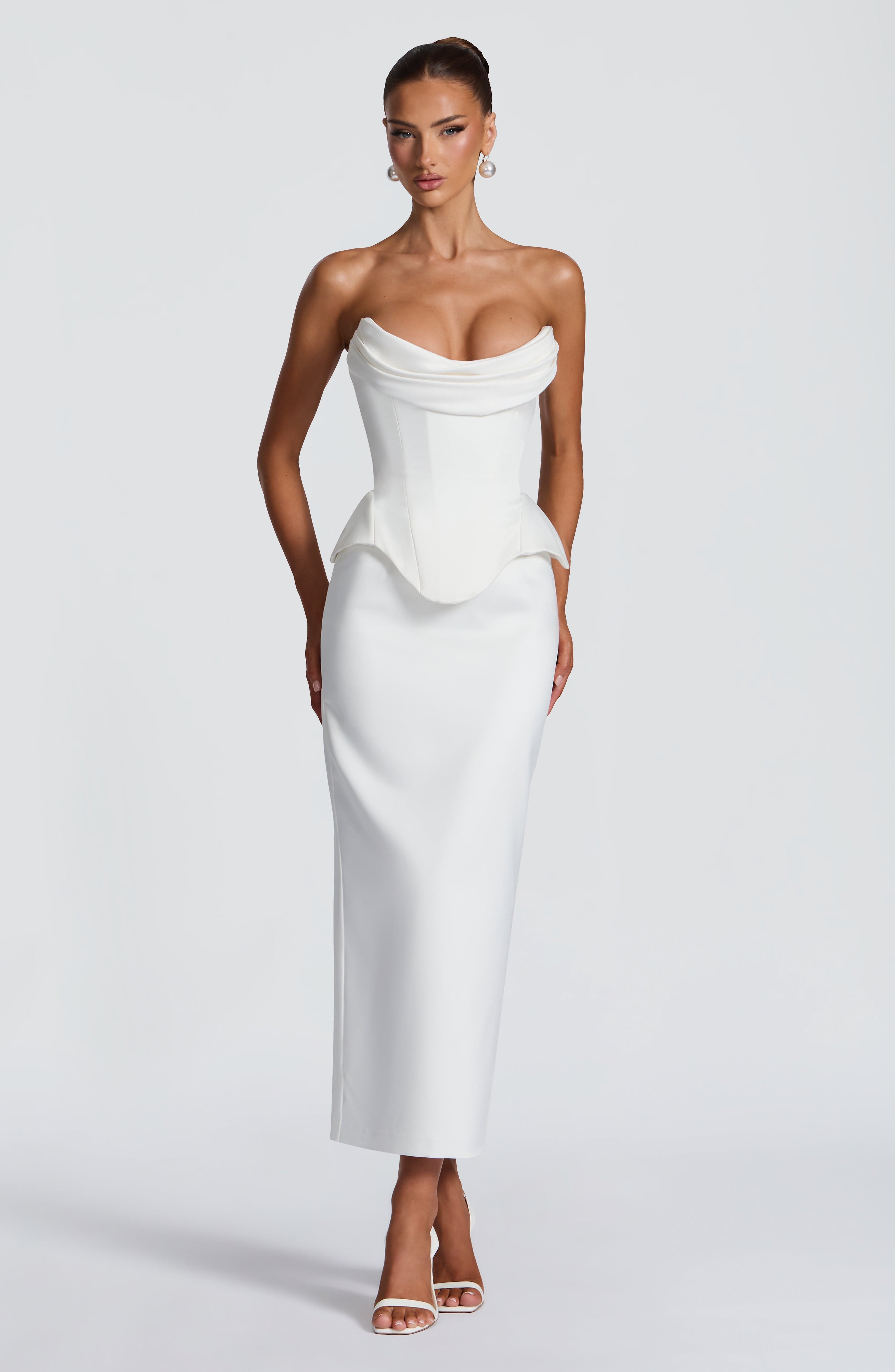 Flourenne Calliope Midi Skirt in Ivory