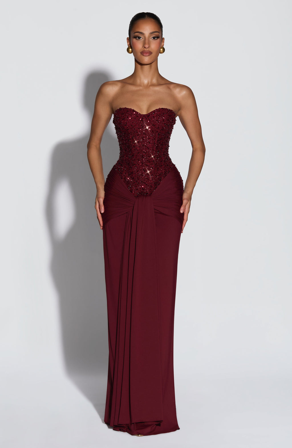 Flourenne Carina Maxi Dress in Burgundy