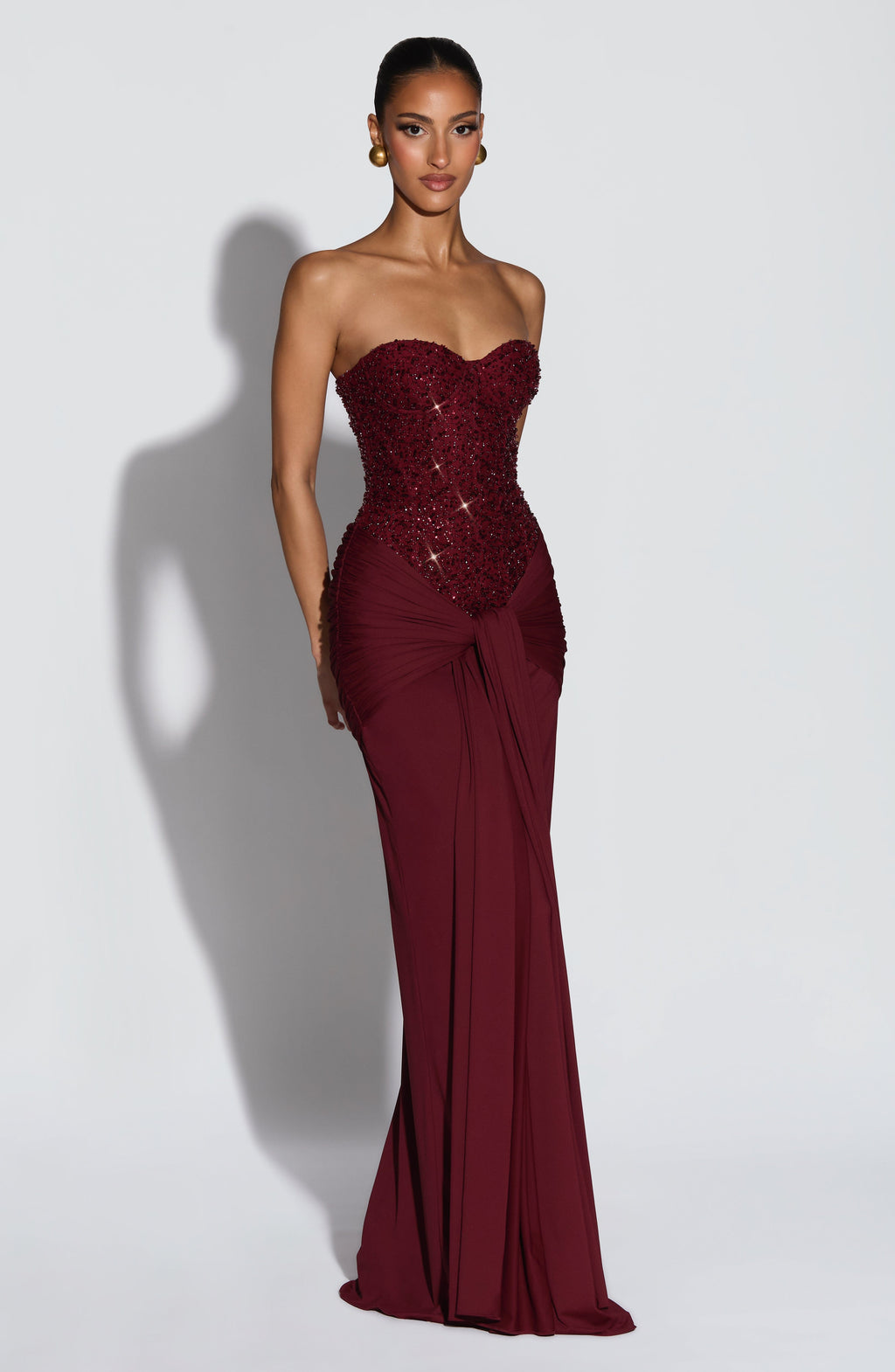 Flourenne Carina Maxi Dress in Burgundy