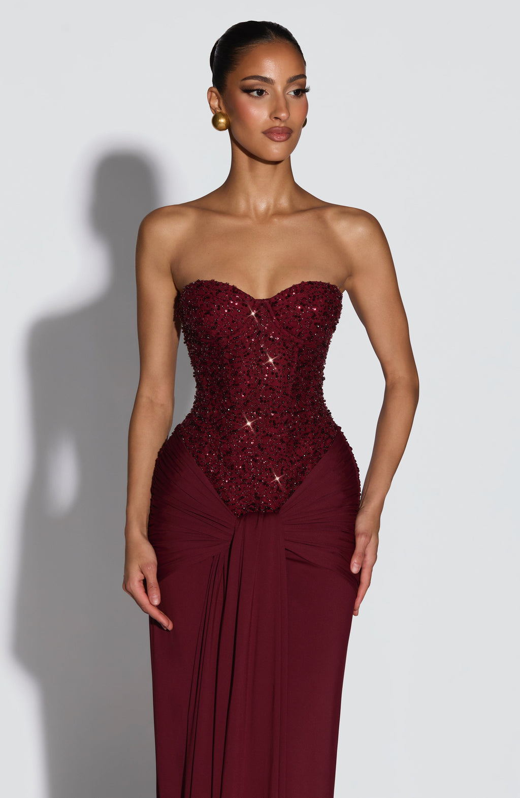 Flourenne Carina Maxi Dress in Burgundy