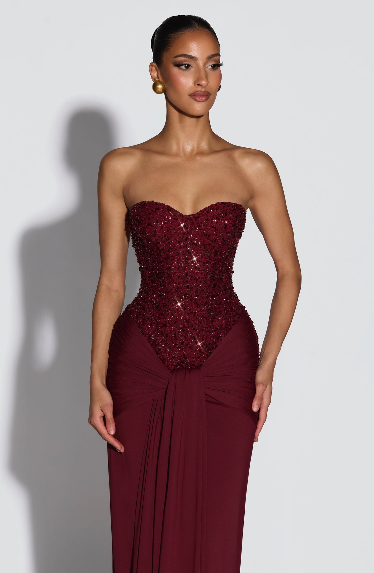 Flourenne Carina Maxi Dress in Burgundy