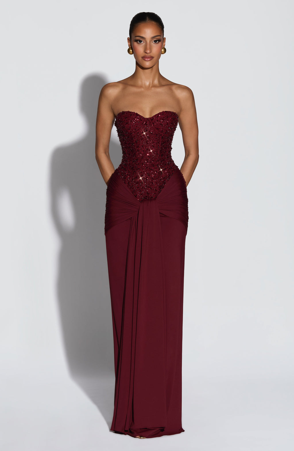 Flourenne Carina Maxi Dress in Burgundy