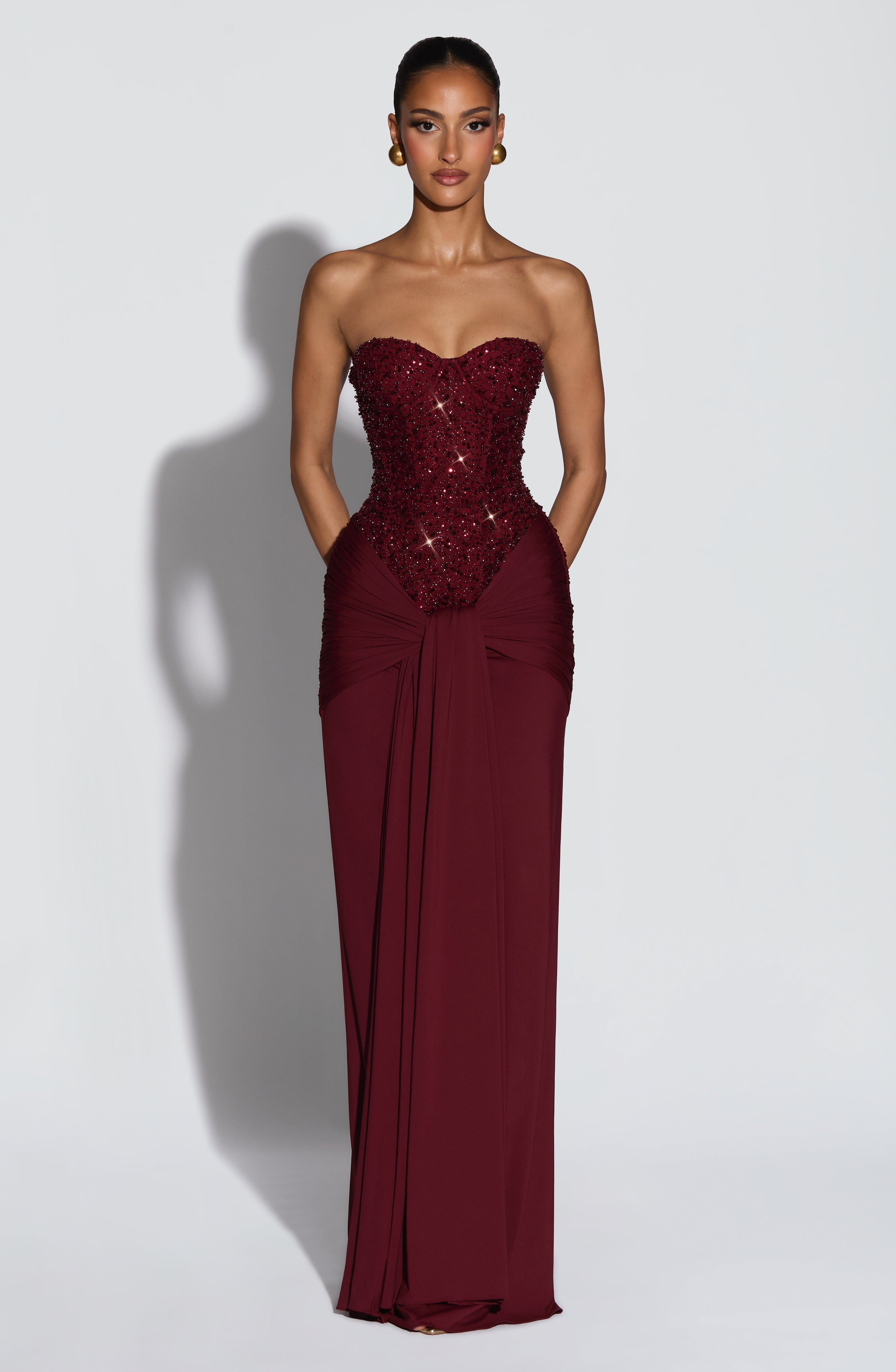 Flourenne Carina Maxi Dress in Burgundy