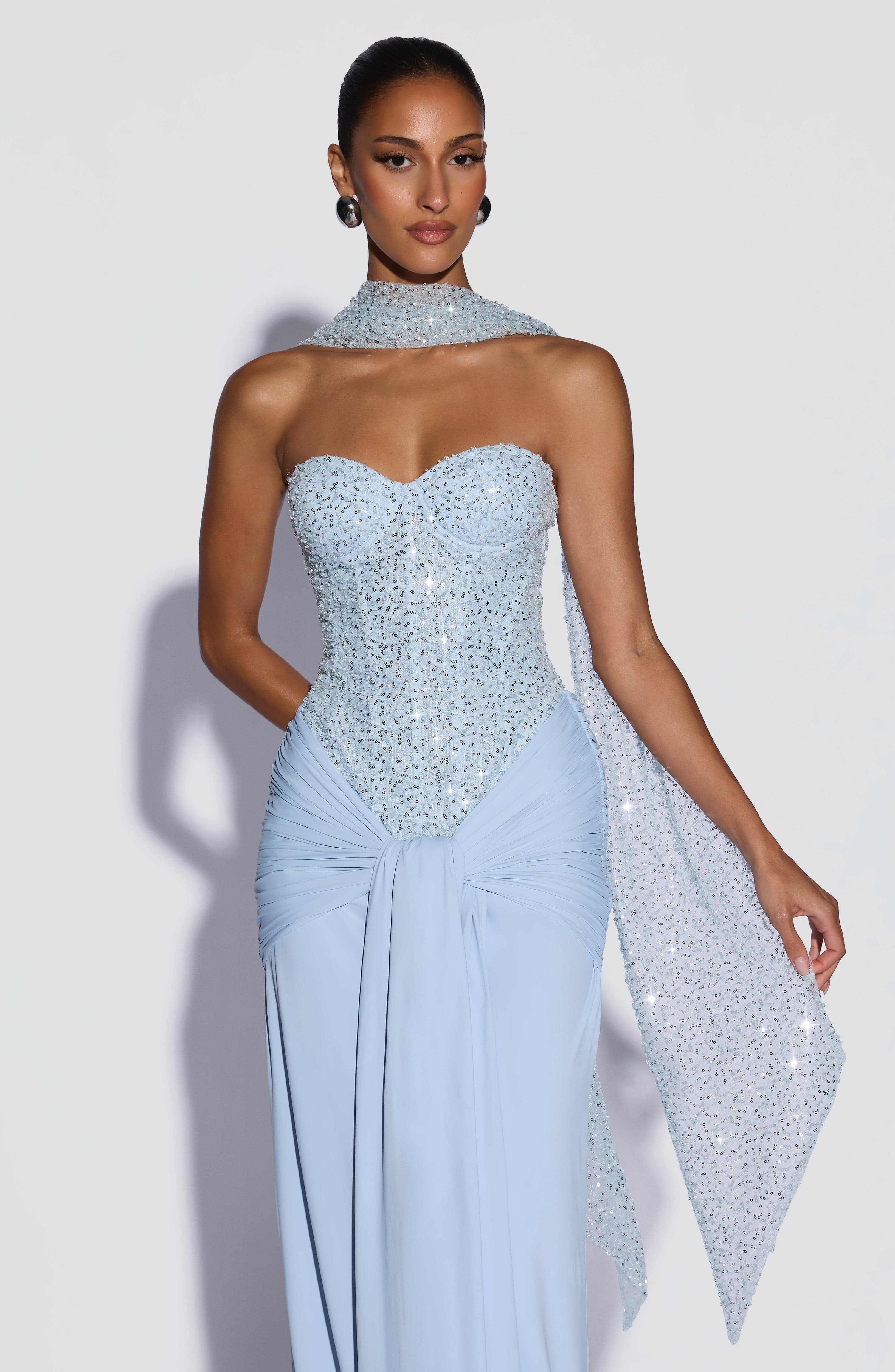 Flourenne Carina Maxi Dress in Glacier Blue