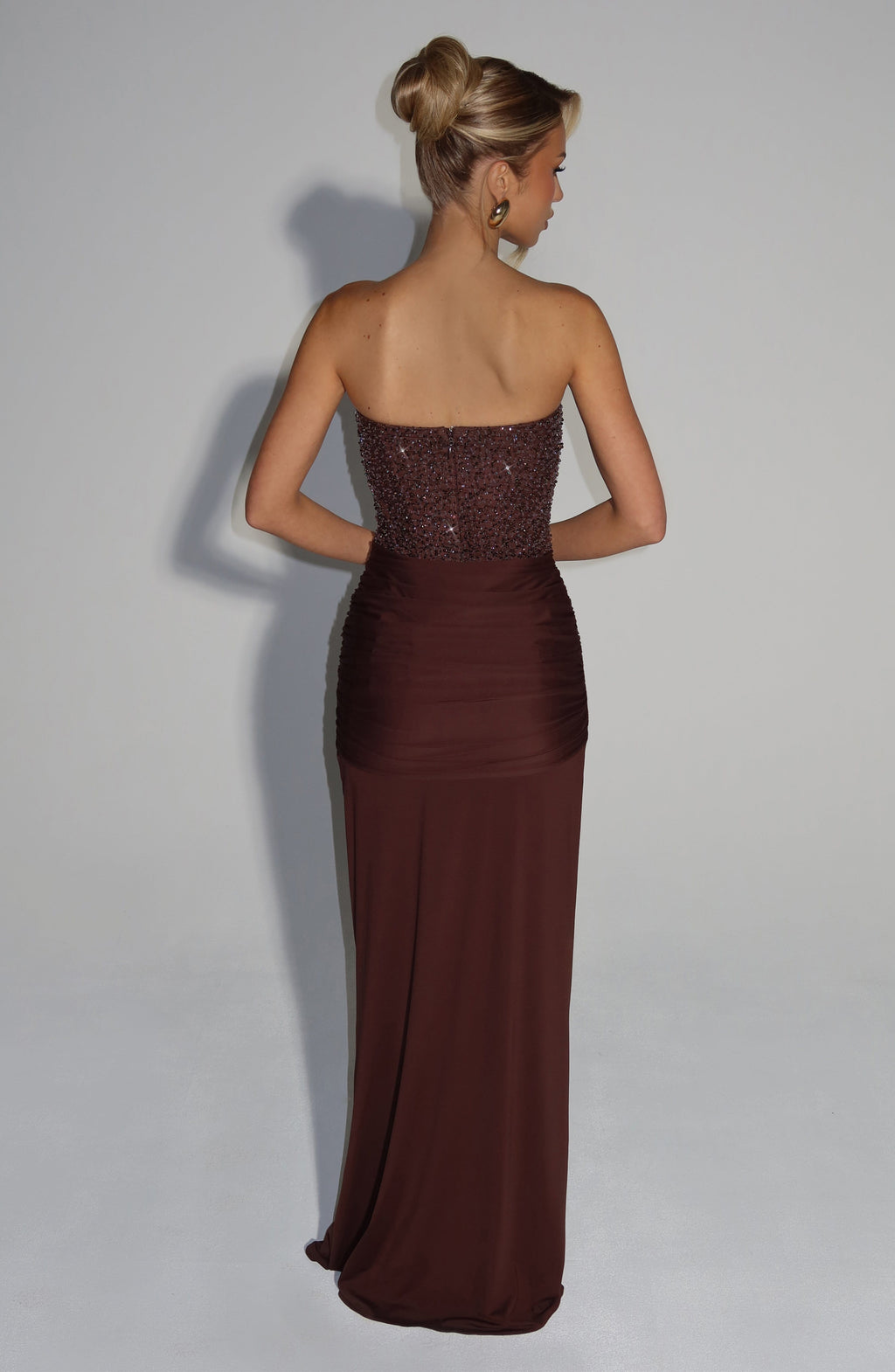 Flourenne Carina Maxi Dress in Plum Brown