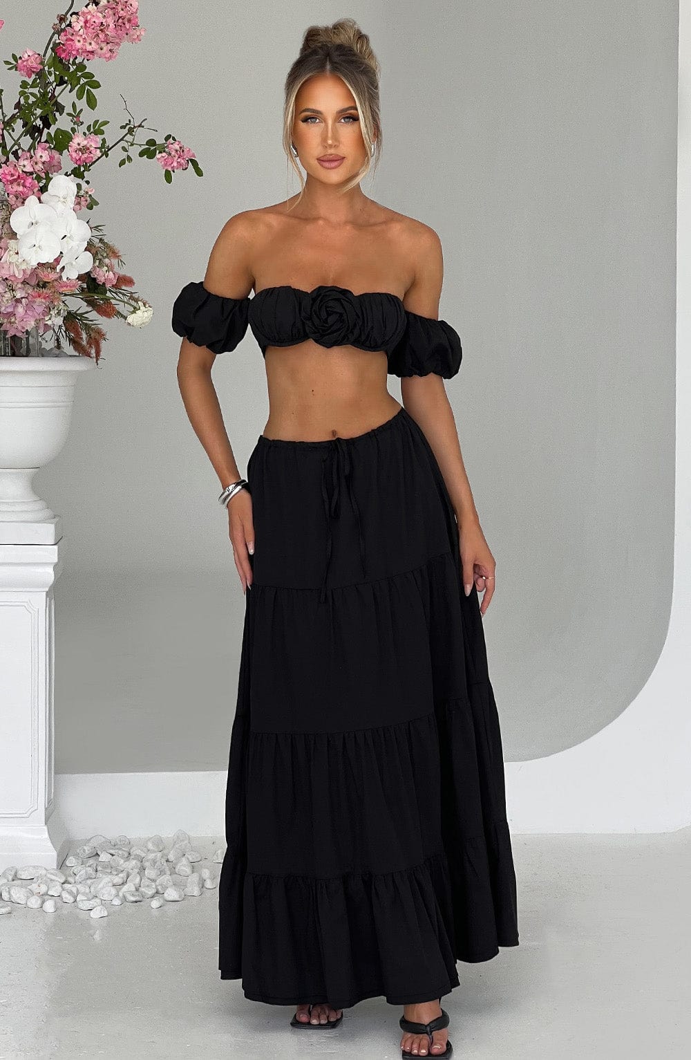 Flourenne Carmen Top in Black
