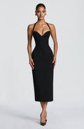 Flourenne Cassiana Midi Dress in Black