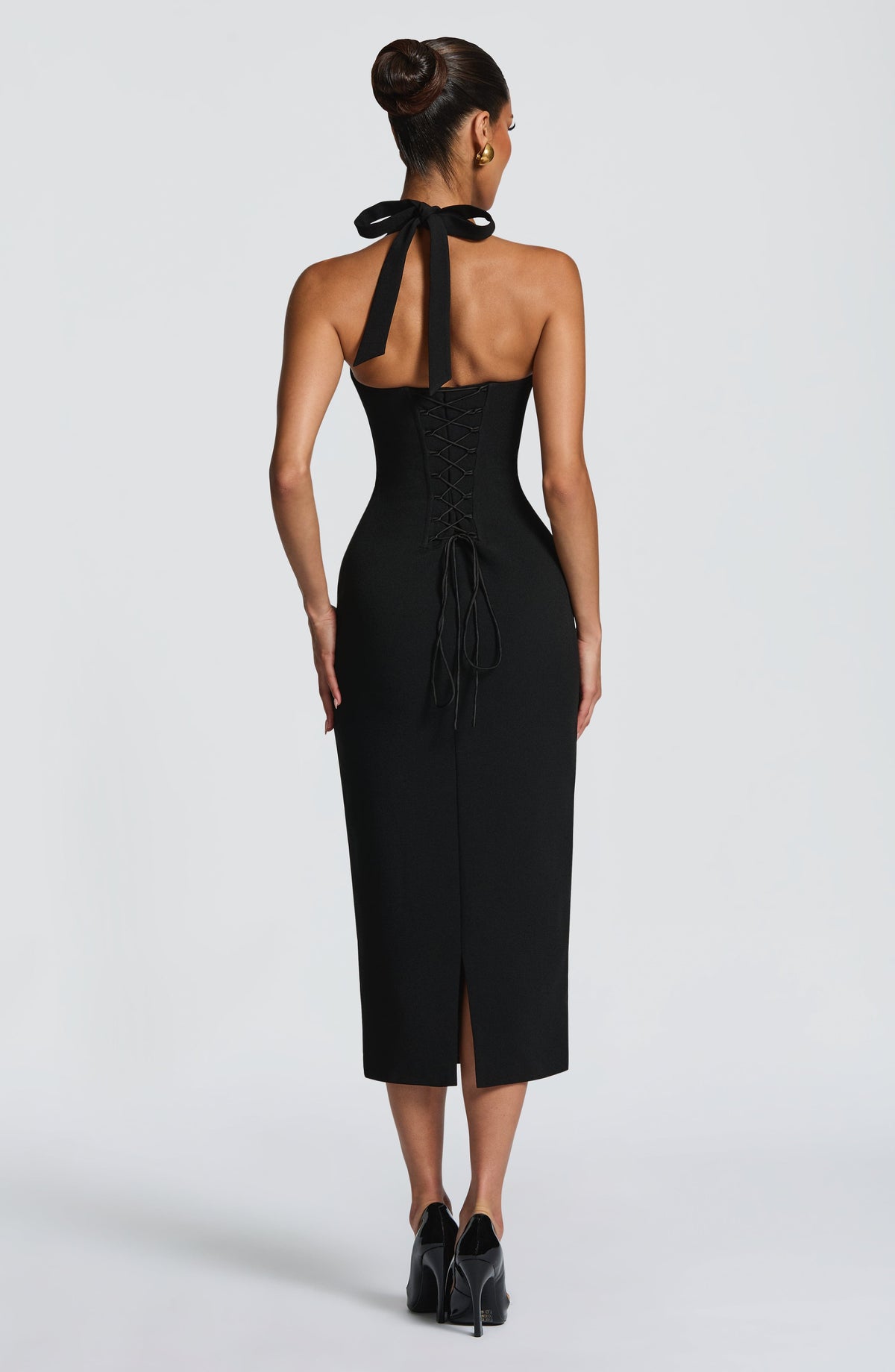 Flourenne Cassiana Midi Dress in Black