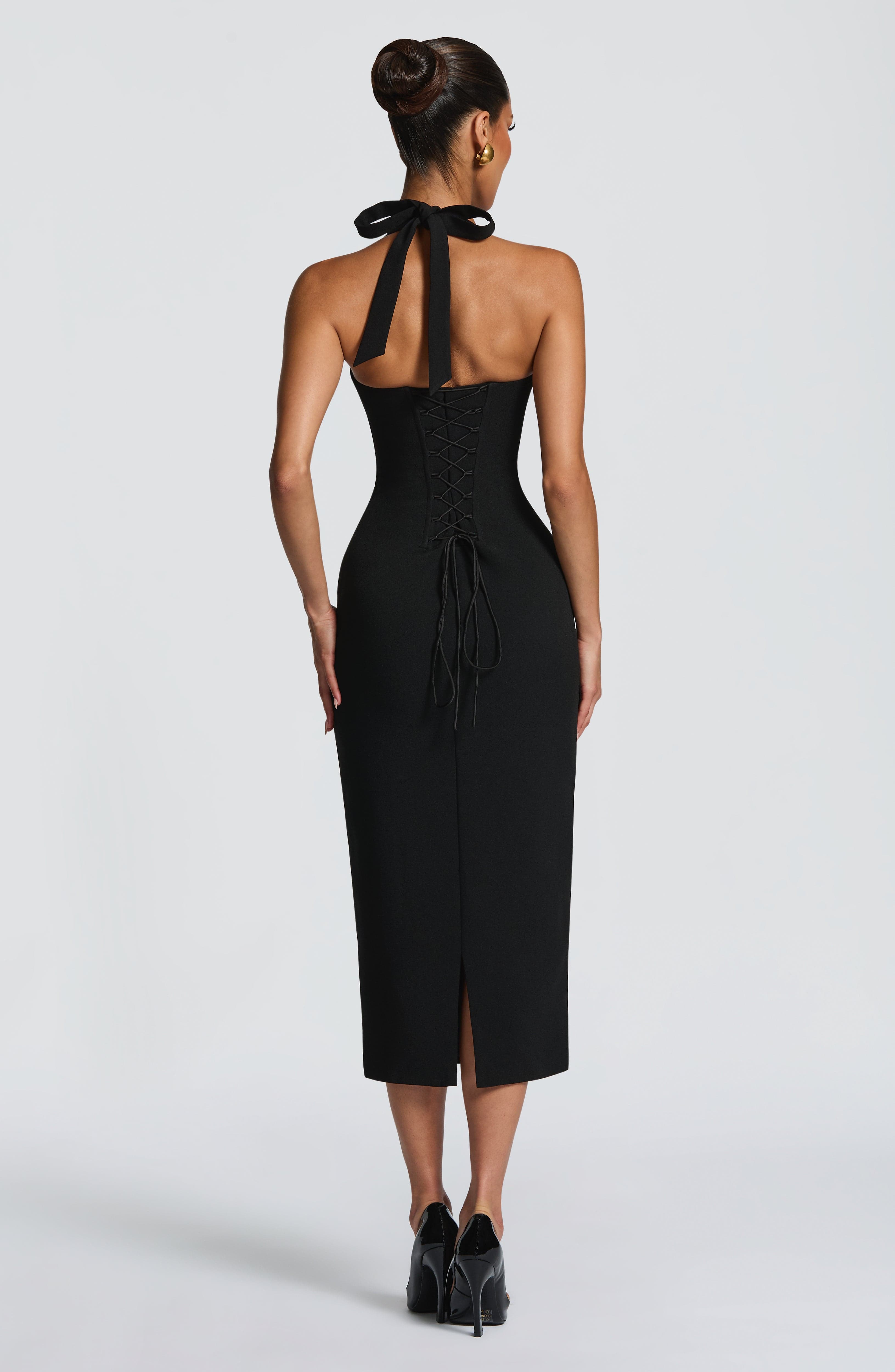 Flourenne Cassiana Midi Dress in Black