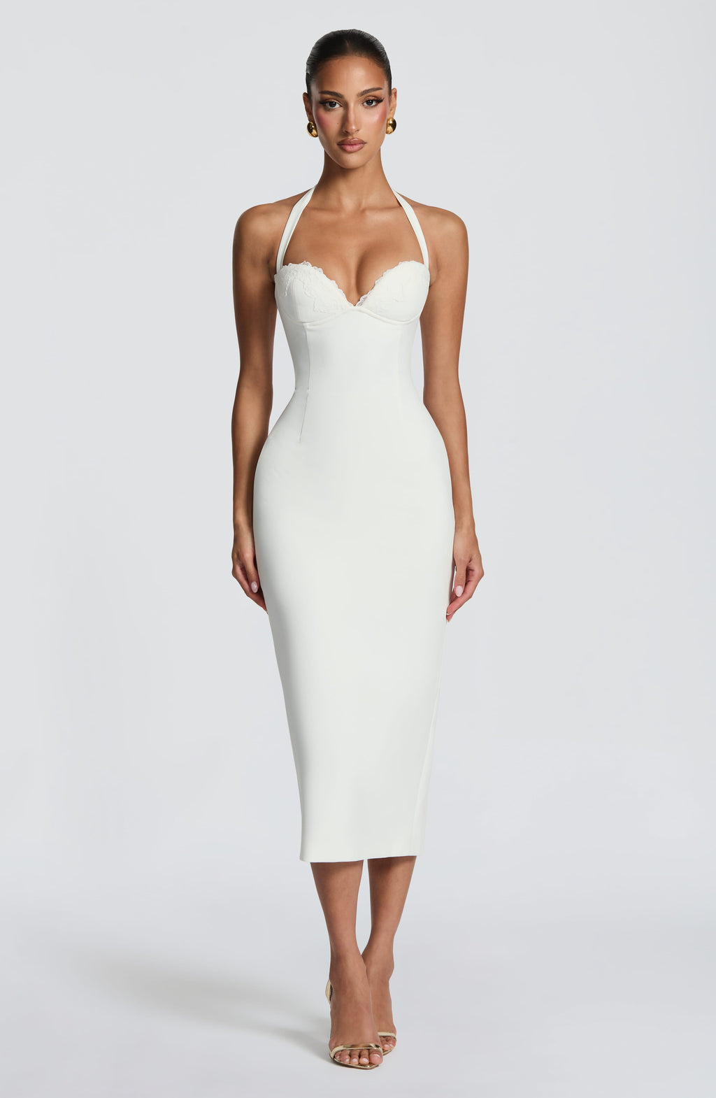 Flourenne Cassiana Midi Dress in Ivory