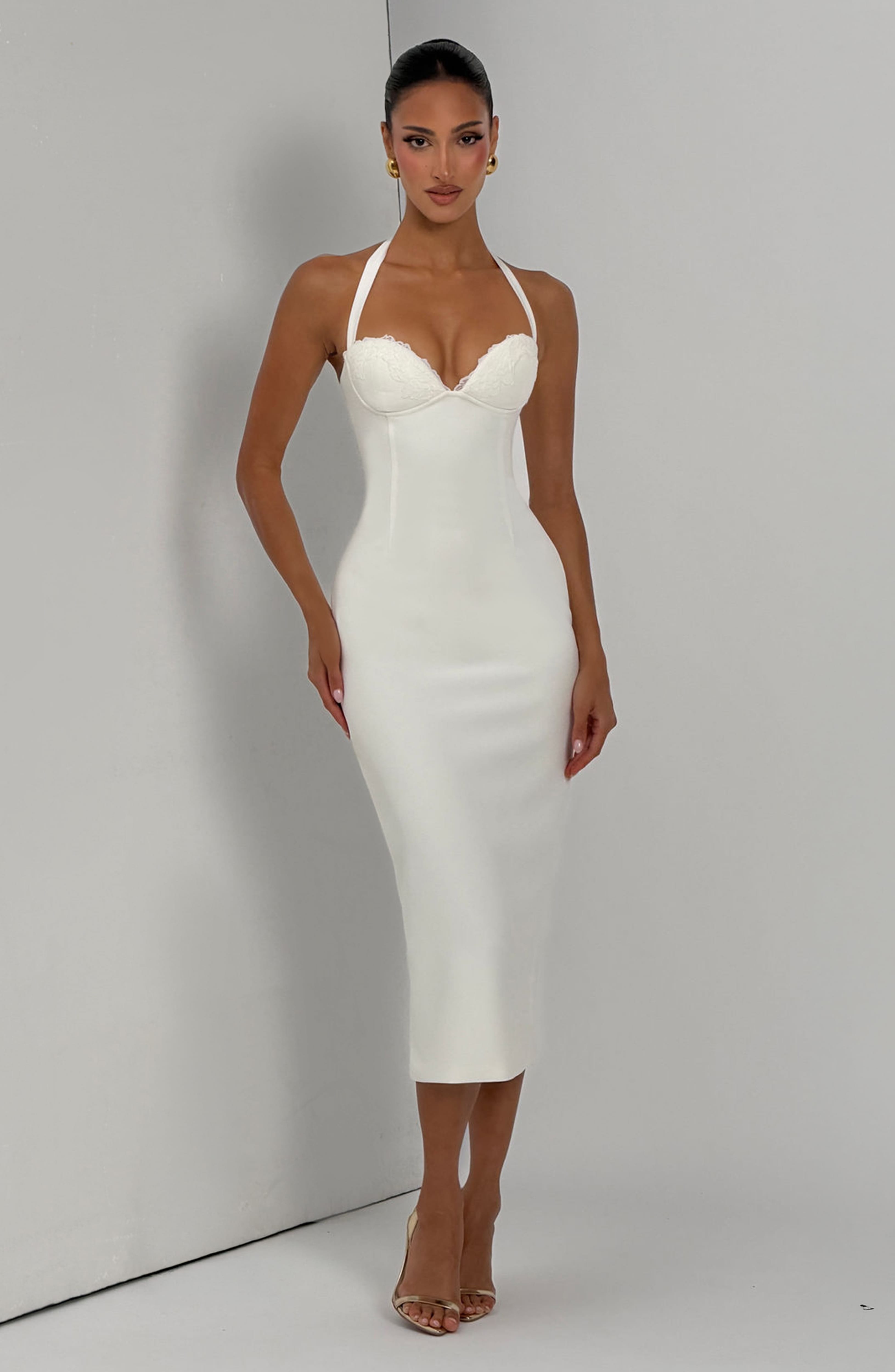 Flourenne Cassiana Midi Dress in Ivory
