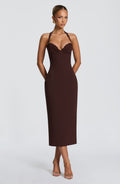 Flourenne Cassiana Midi Dress in Plum Brown