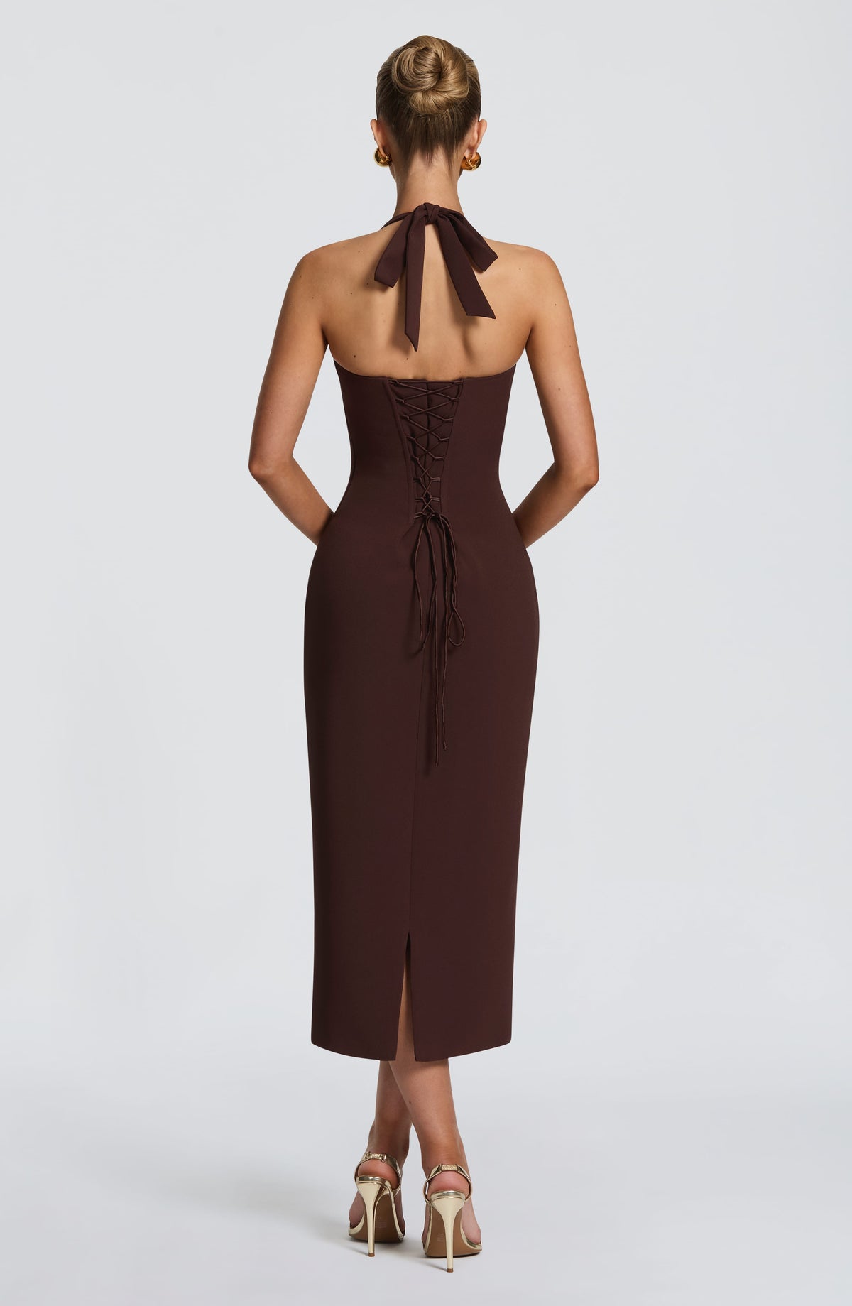 Flourenne Cassiana Midi Dress in Plum Brown