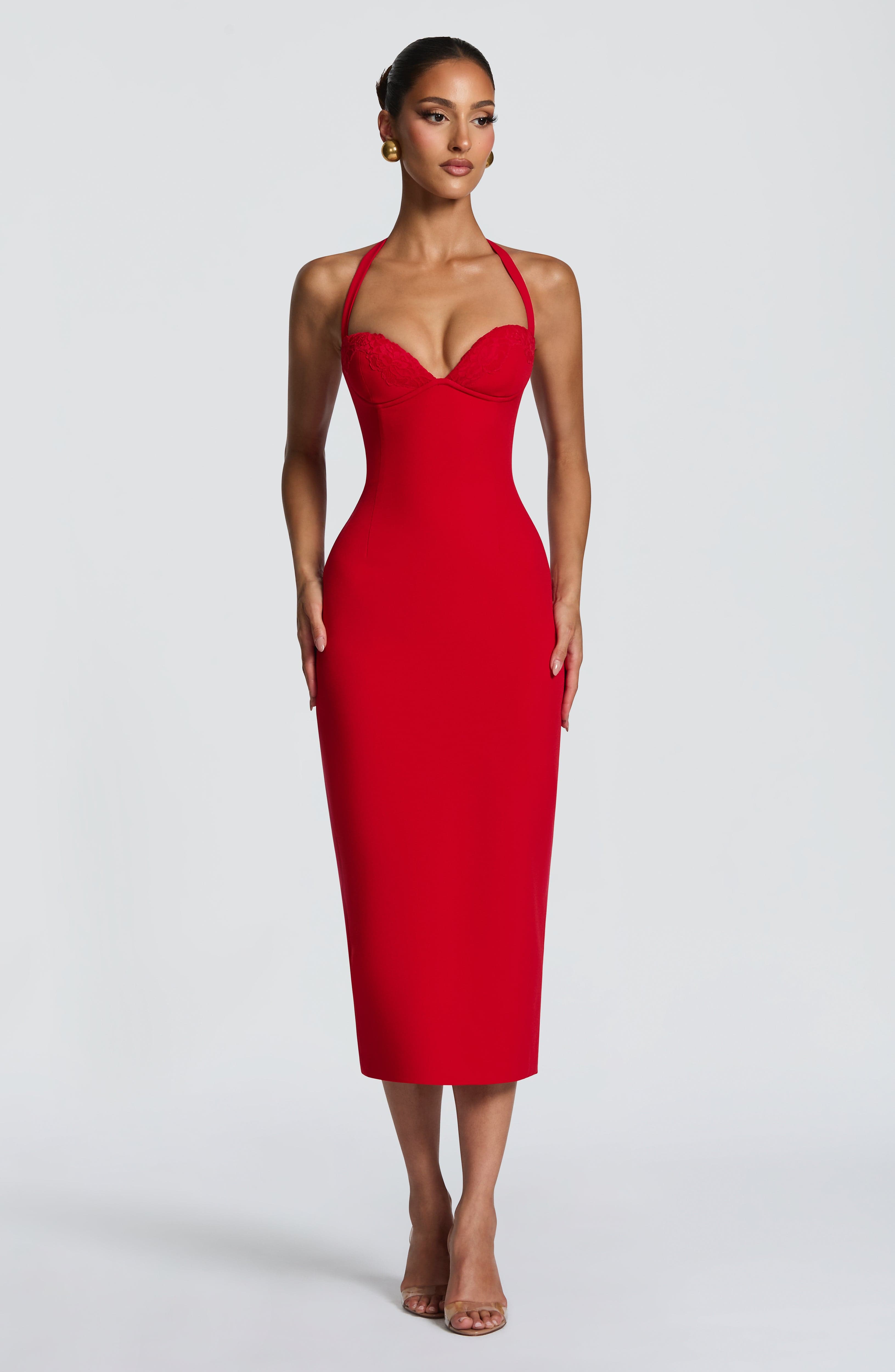 Flourenne Cassiana Midi Dress in Red
