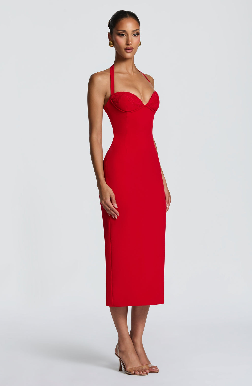 Flourenne Cassiana Midi Dress in Red