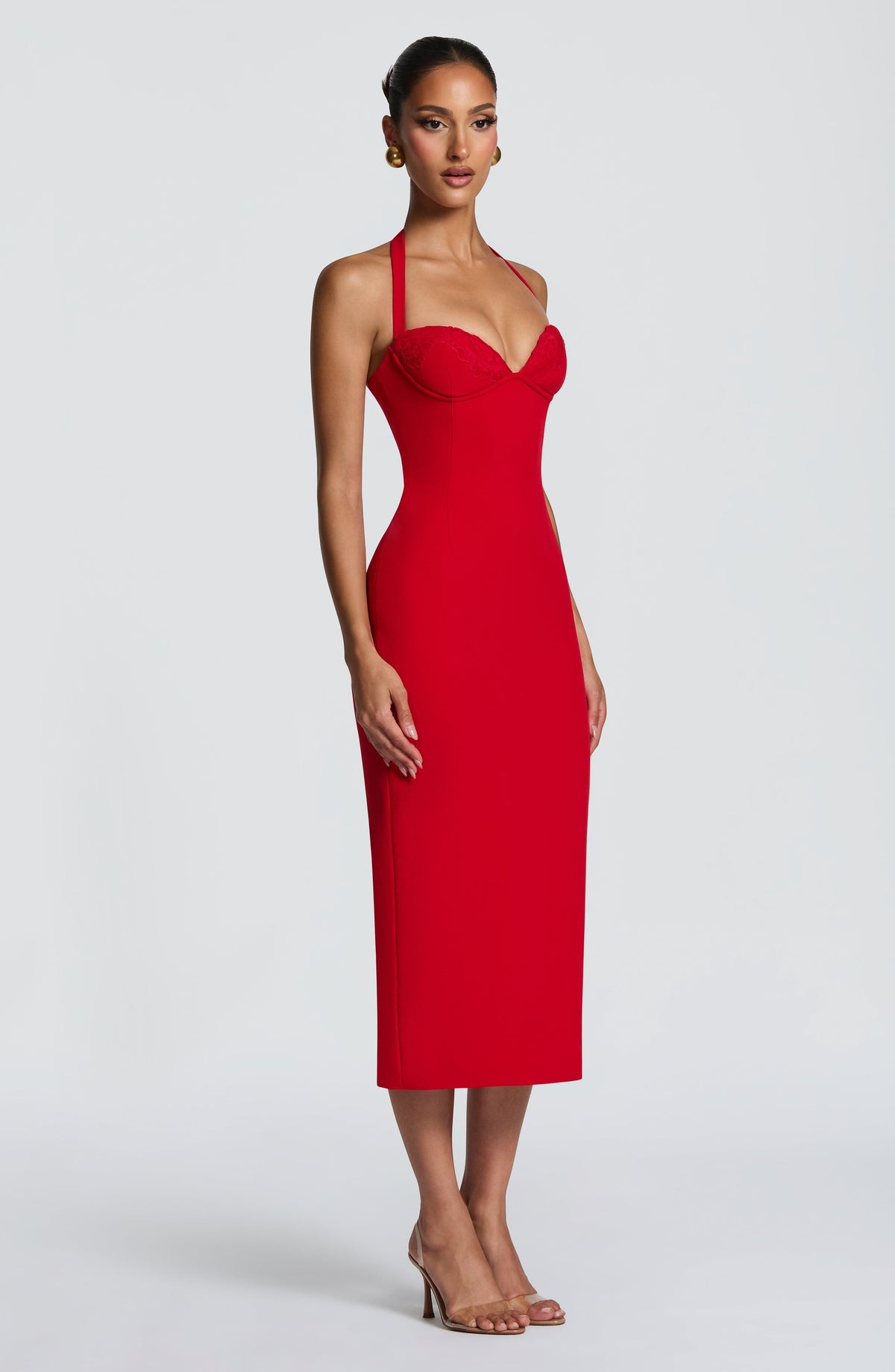 Flourenne Cassiana Midi Dress in Red