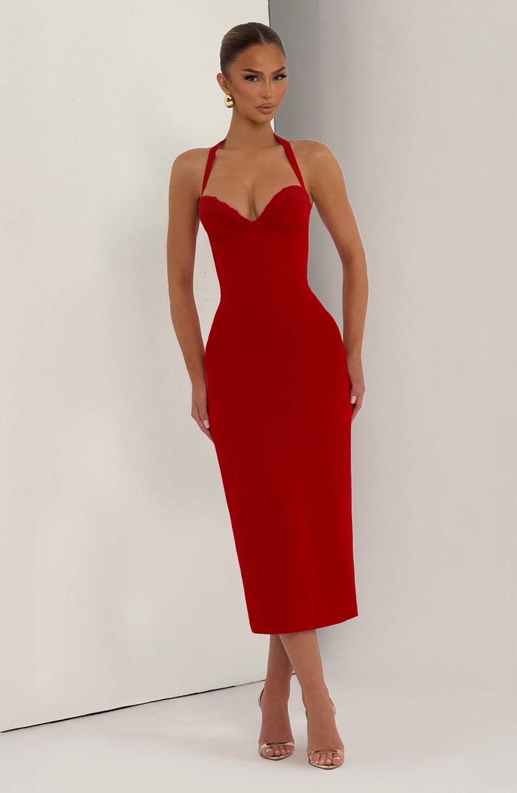 Flourenne Cassiana Midi Dress in Red