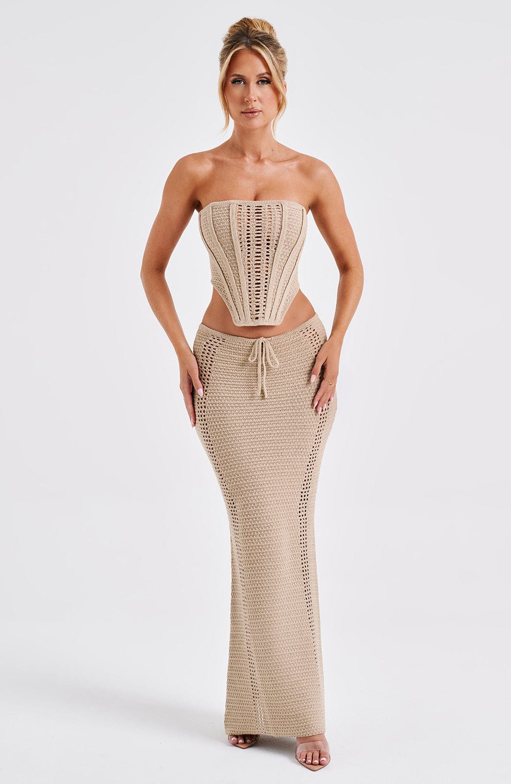 Flourenne Chayana Maxi Skirt in Beige