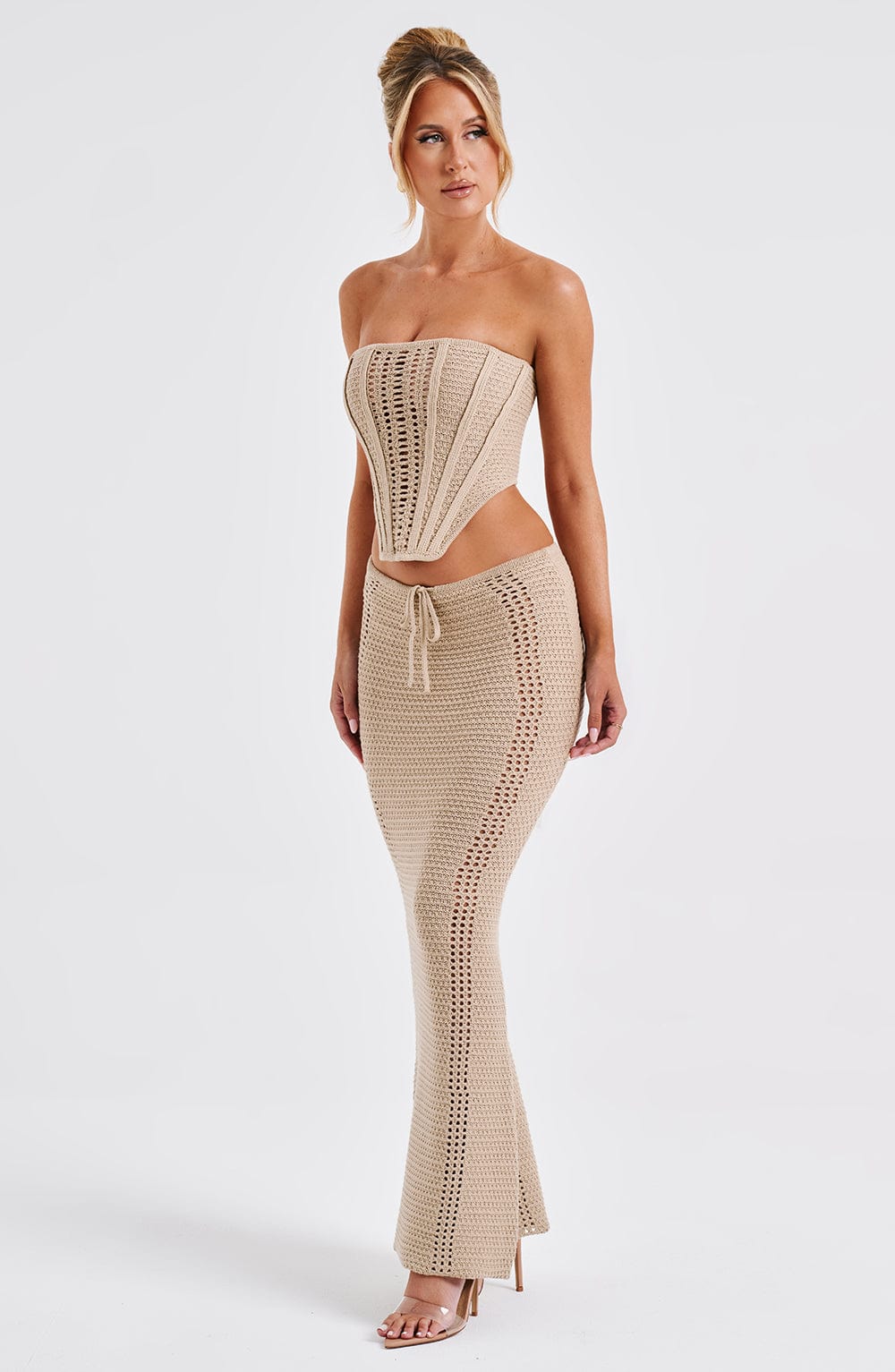 Flourenne Chayana Maxi Skirt in Beige