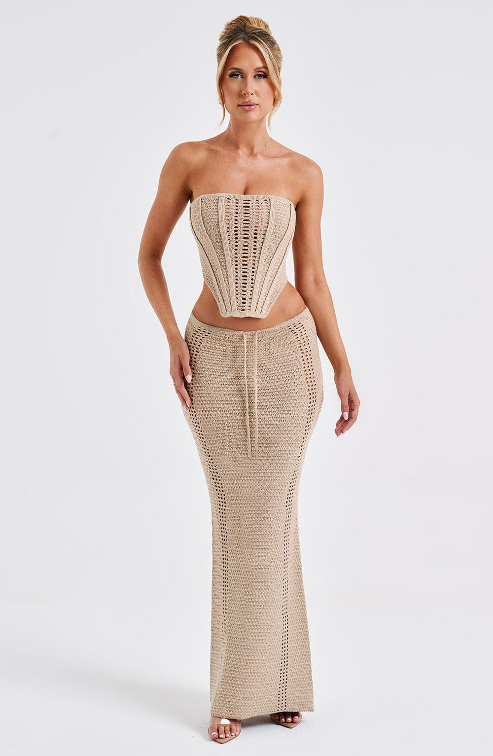 Flourenne Chayana Maxi Skirt in Beige