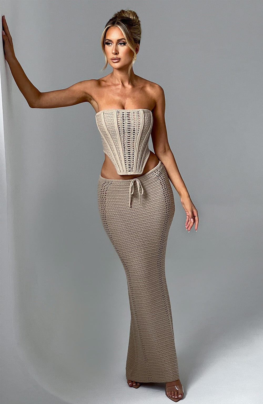 Flourenne Chayana Maxi Skirt in Beige