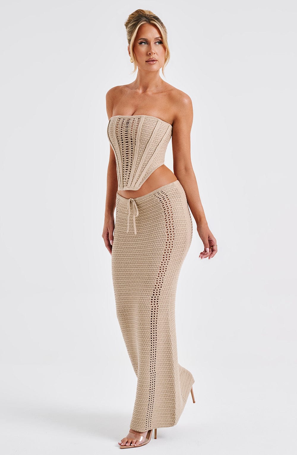 Flourenne Chayana Maxi Skirt in Beige