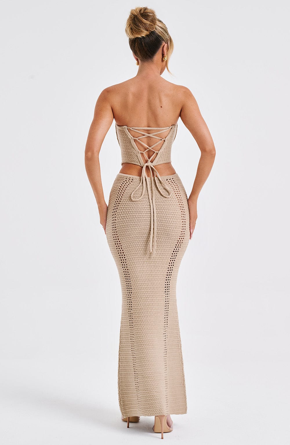 Flourenne Chayana Maxi Skirt in Beige