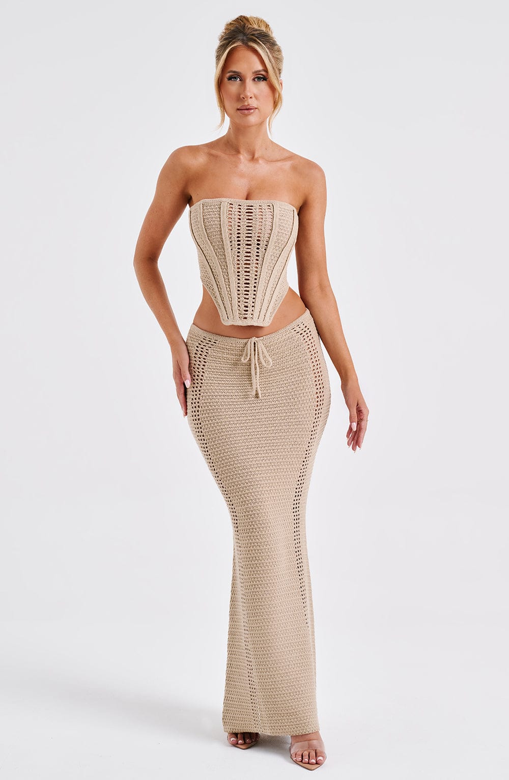 Flourenne Chayana Maxi Skirt in Beige