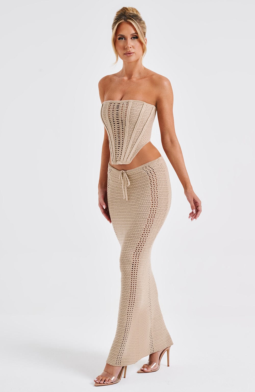 Flourenne Chayana Maxi Skirt in Beige